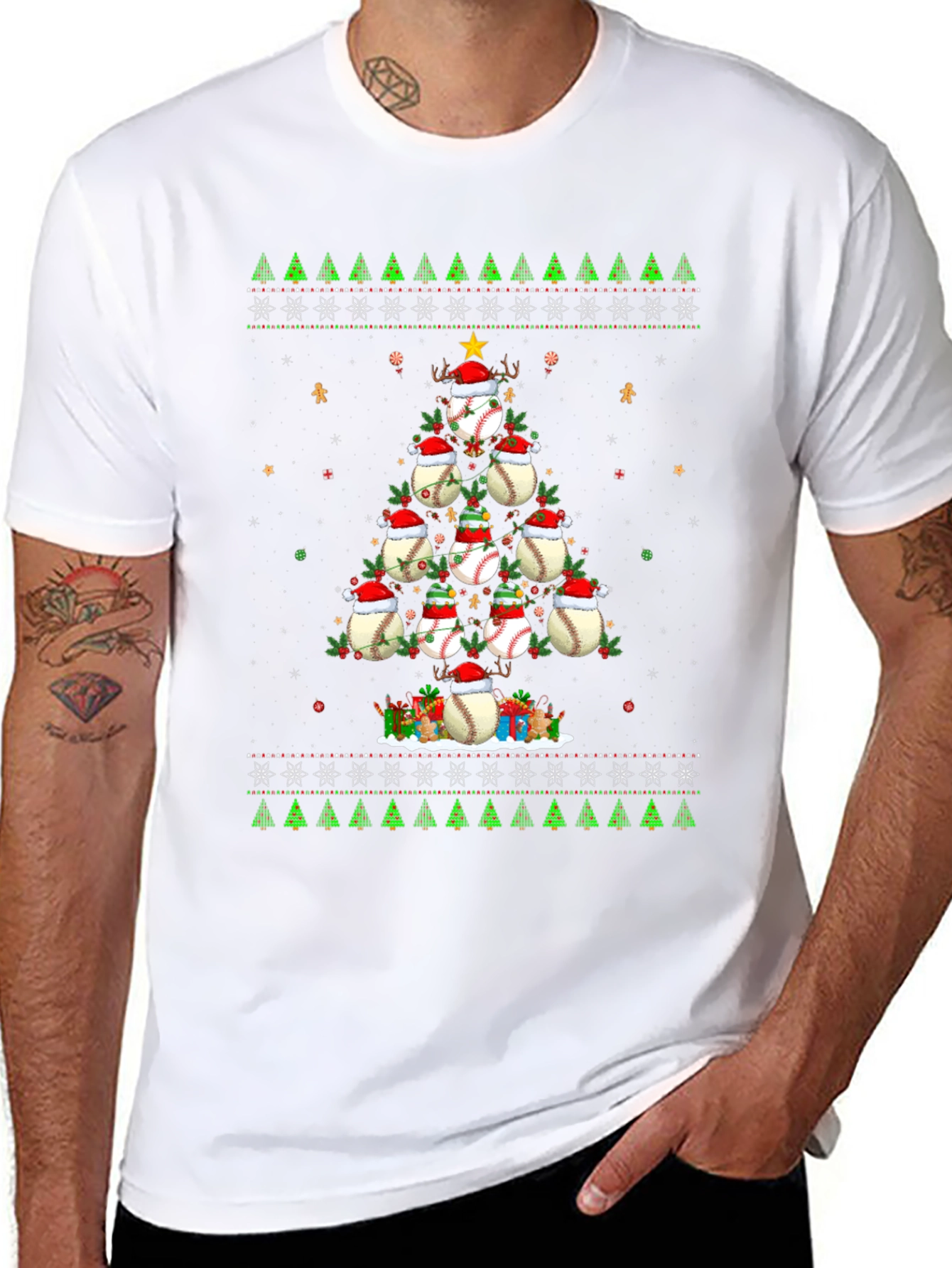 Baseball Christmas Tree T-Shirt