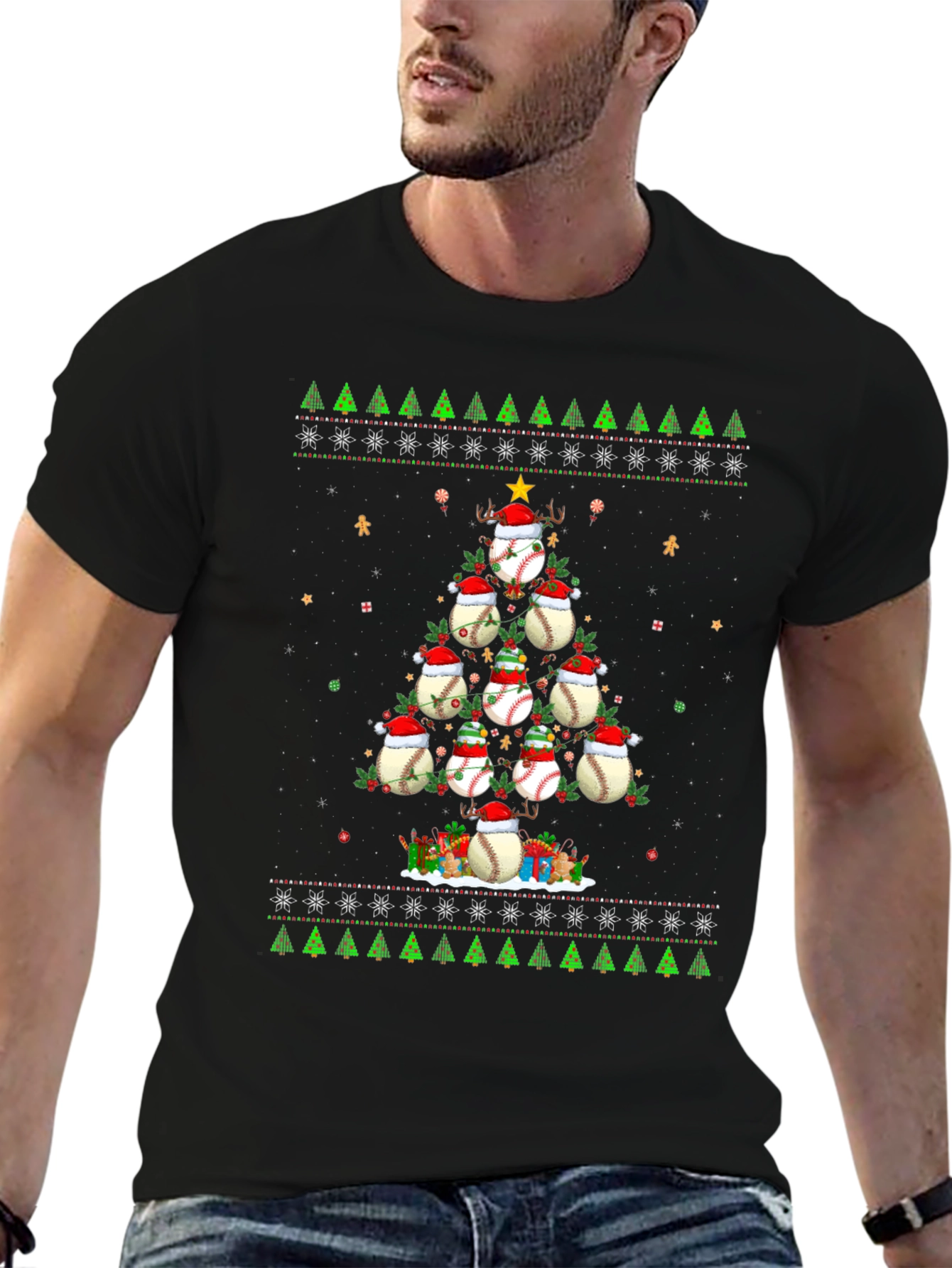 Baseball Christmas Tree T-Shirt