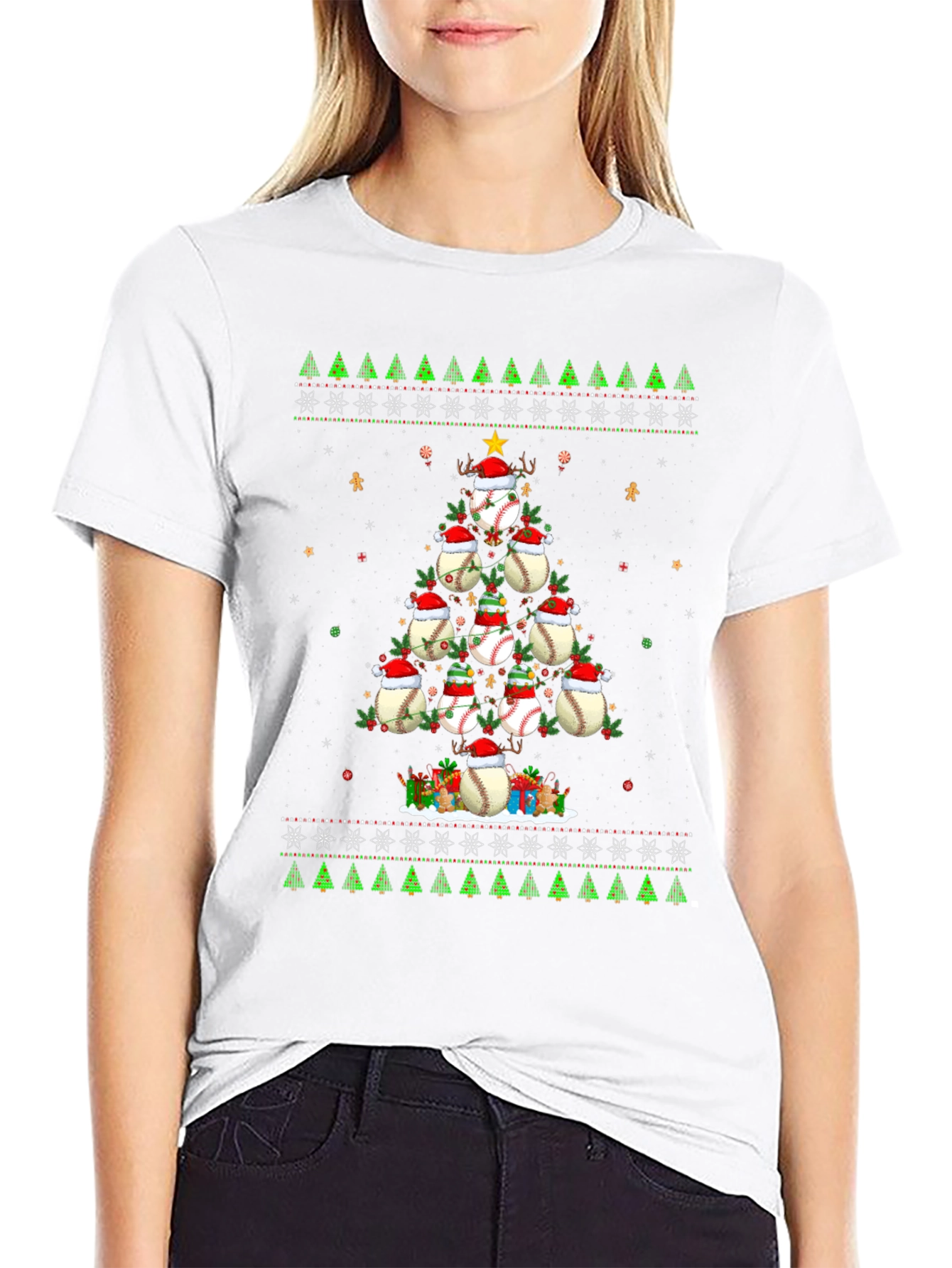 Baseball Christmas Tree T-Shirt