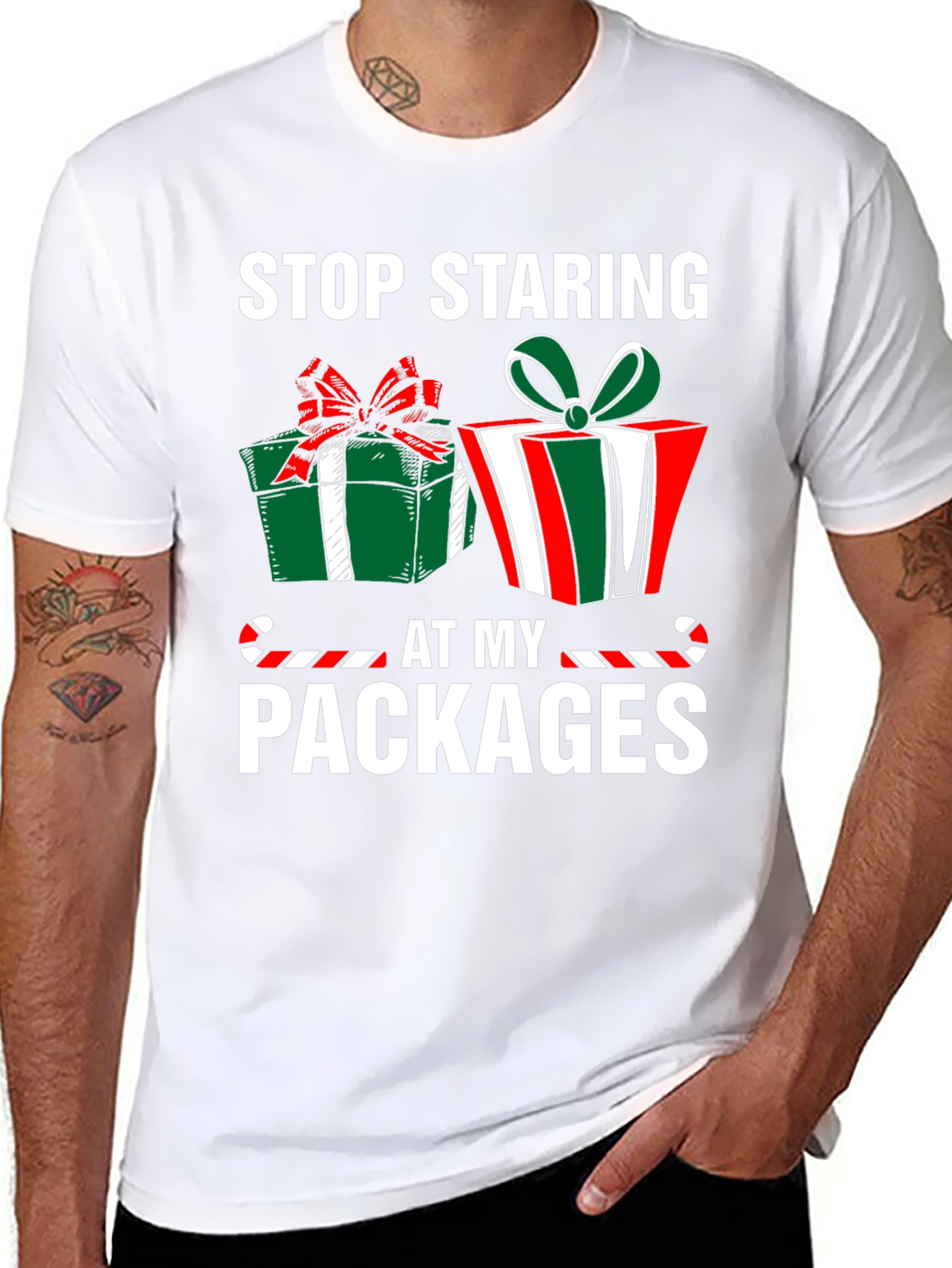 Stop Staring At My Packages Christmas T-Shirt