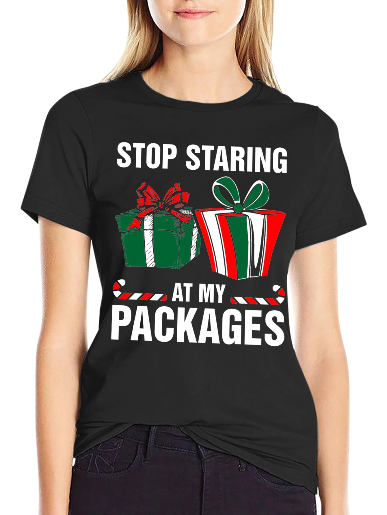 Stop Staring At My Packages Christmas T-Shirt