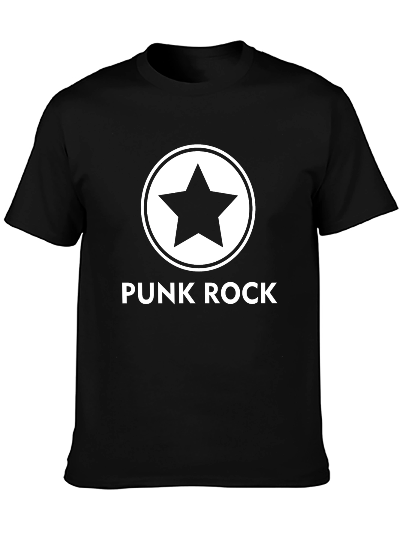 Punk Rock Star Graphic Tee - Black Cotton T-Shirt