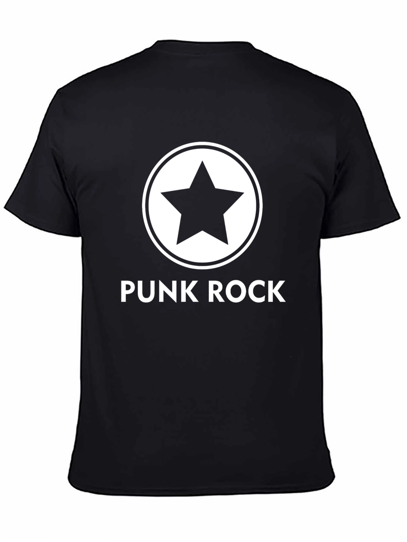 Punk Rock Star Graphic Tee - Black Cotton T-Shirt