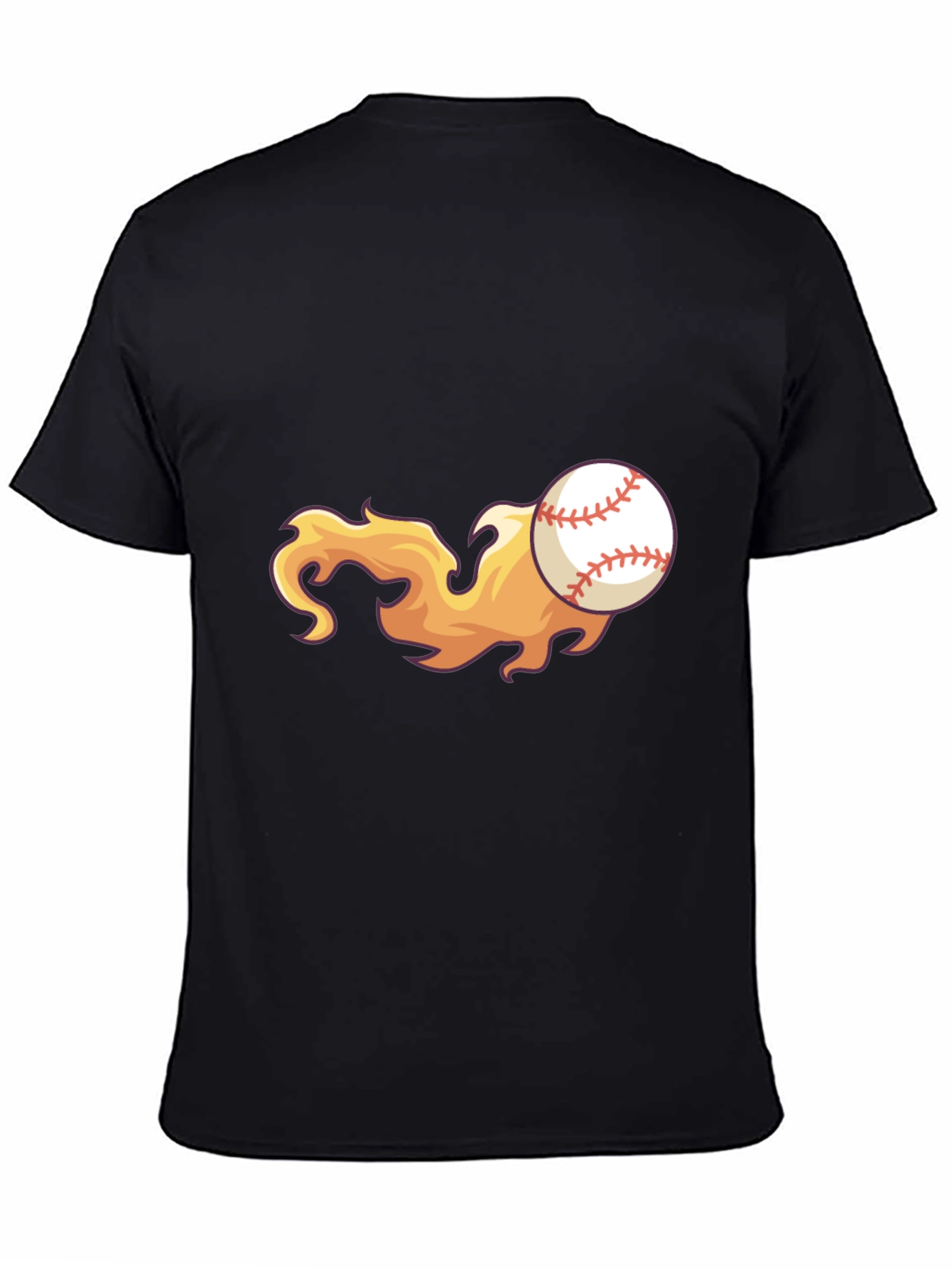 Flaming Baseball Graphic Tee - Black