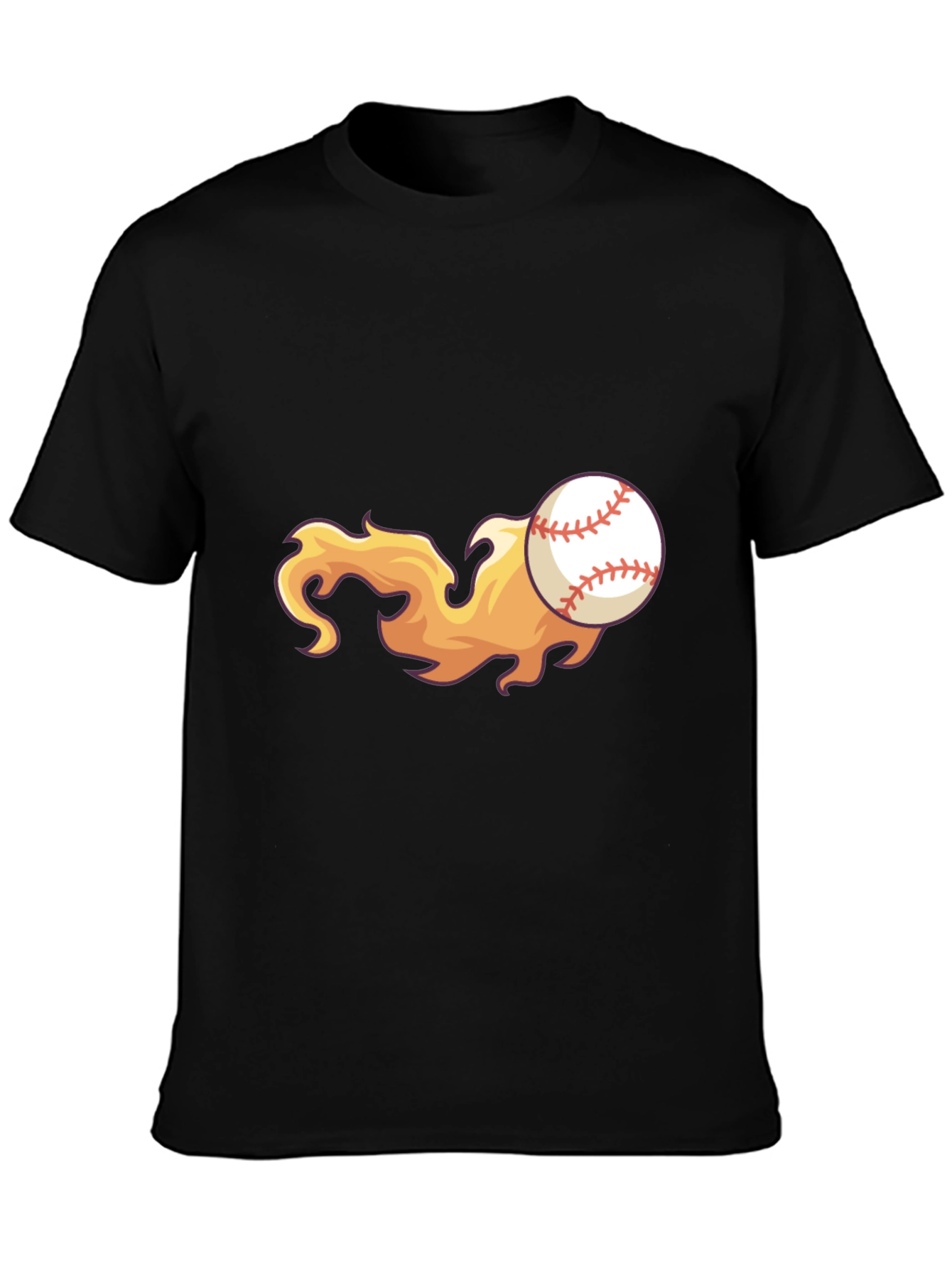 Flaming Baseball Graphic Tee - Black