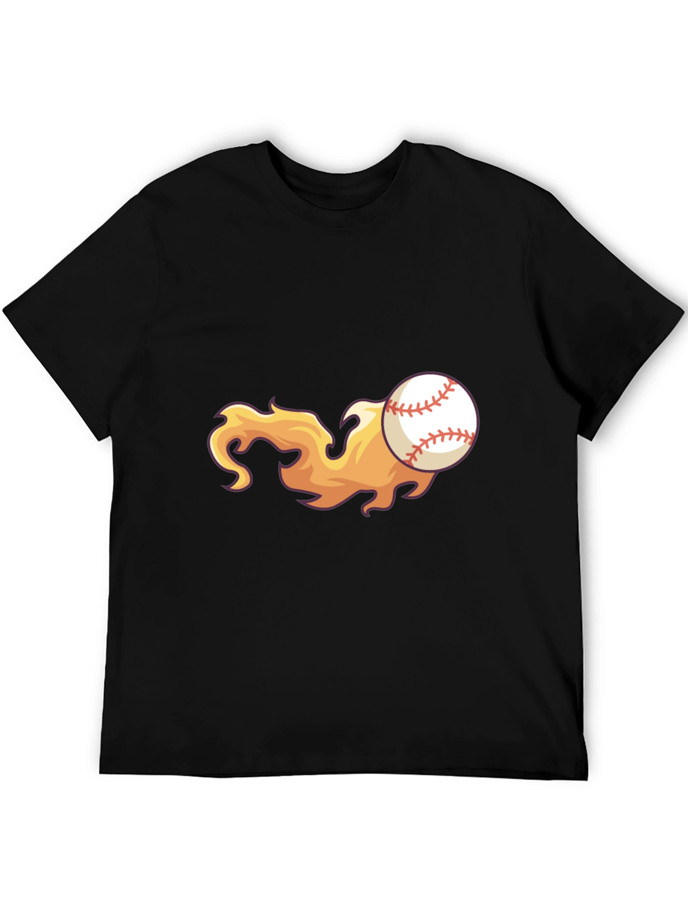Flaming Baseball Graphic Tee - Black