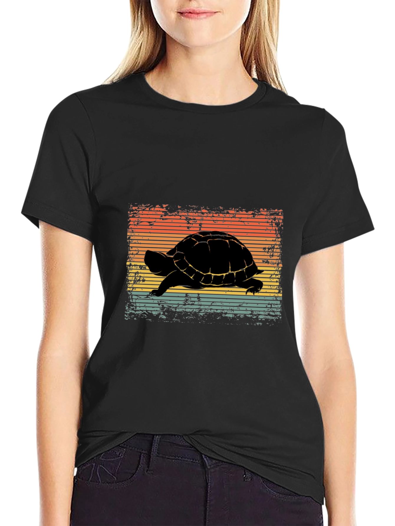 Retro Turtle Graphic Tee - Black