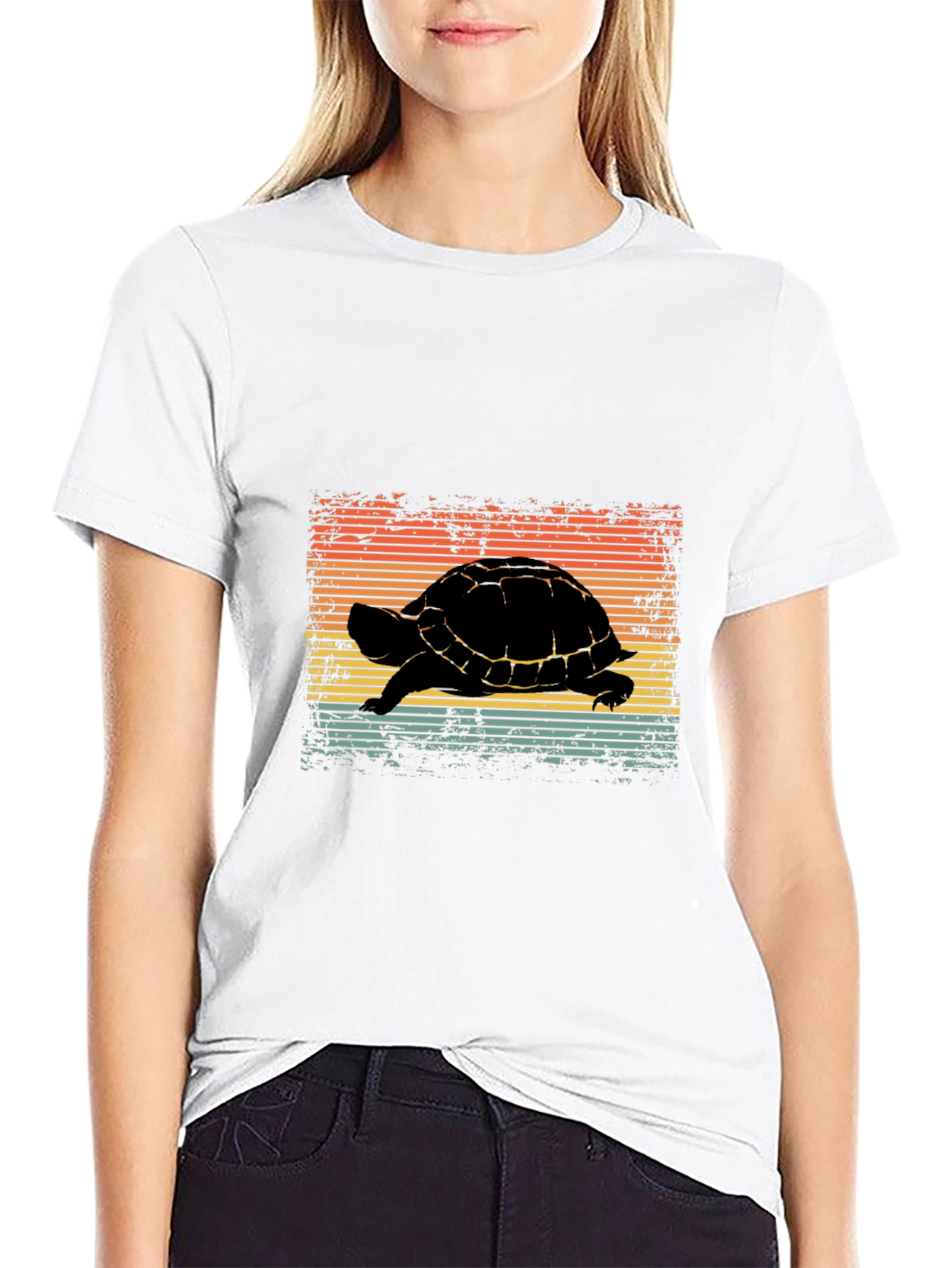 Retro Turtle Graphic Tee - Black