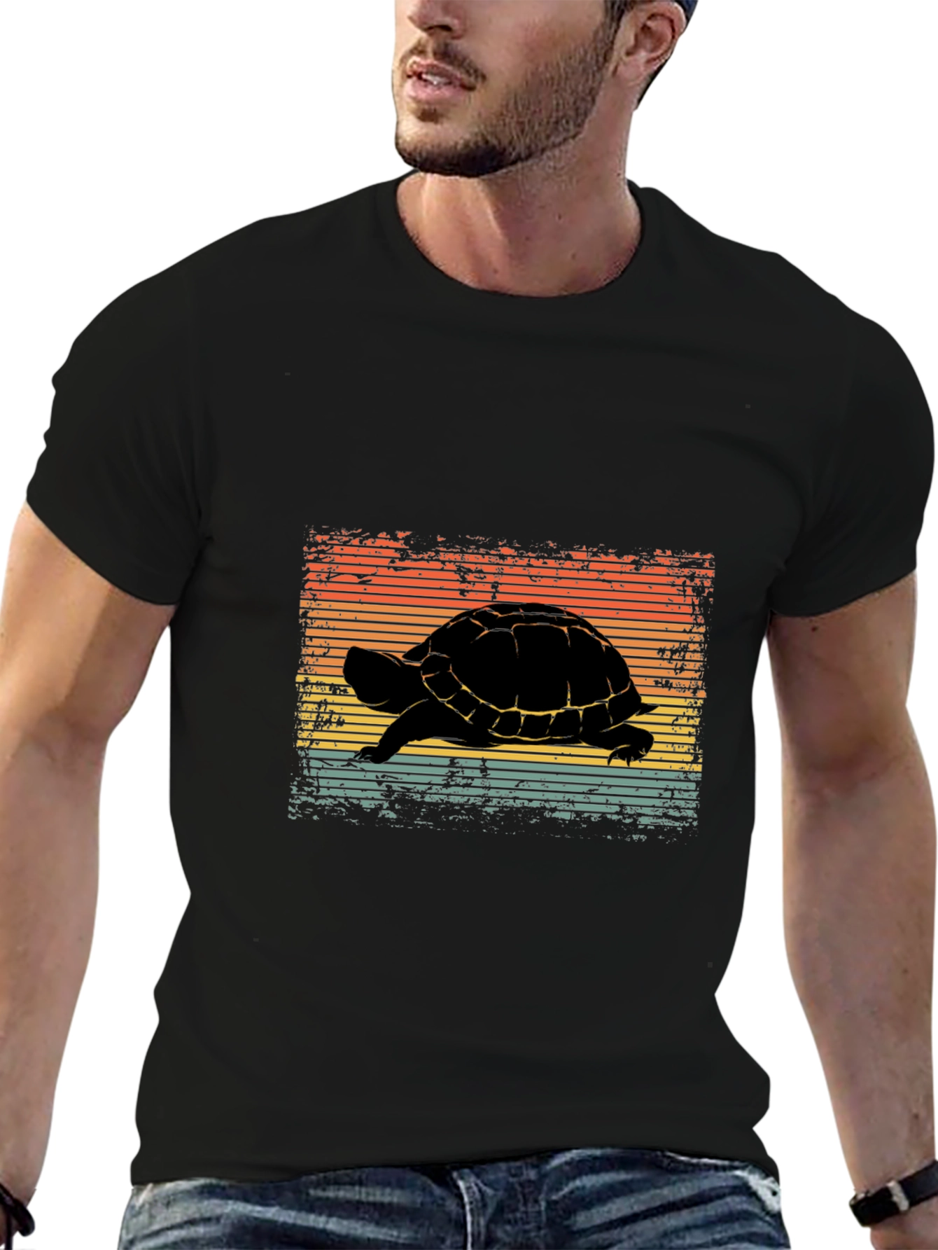 Retro Turtle Graphic Tee - Black