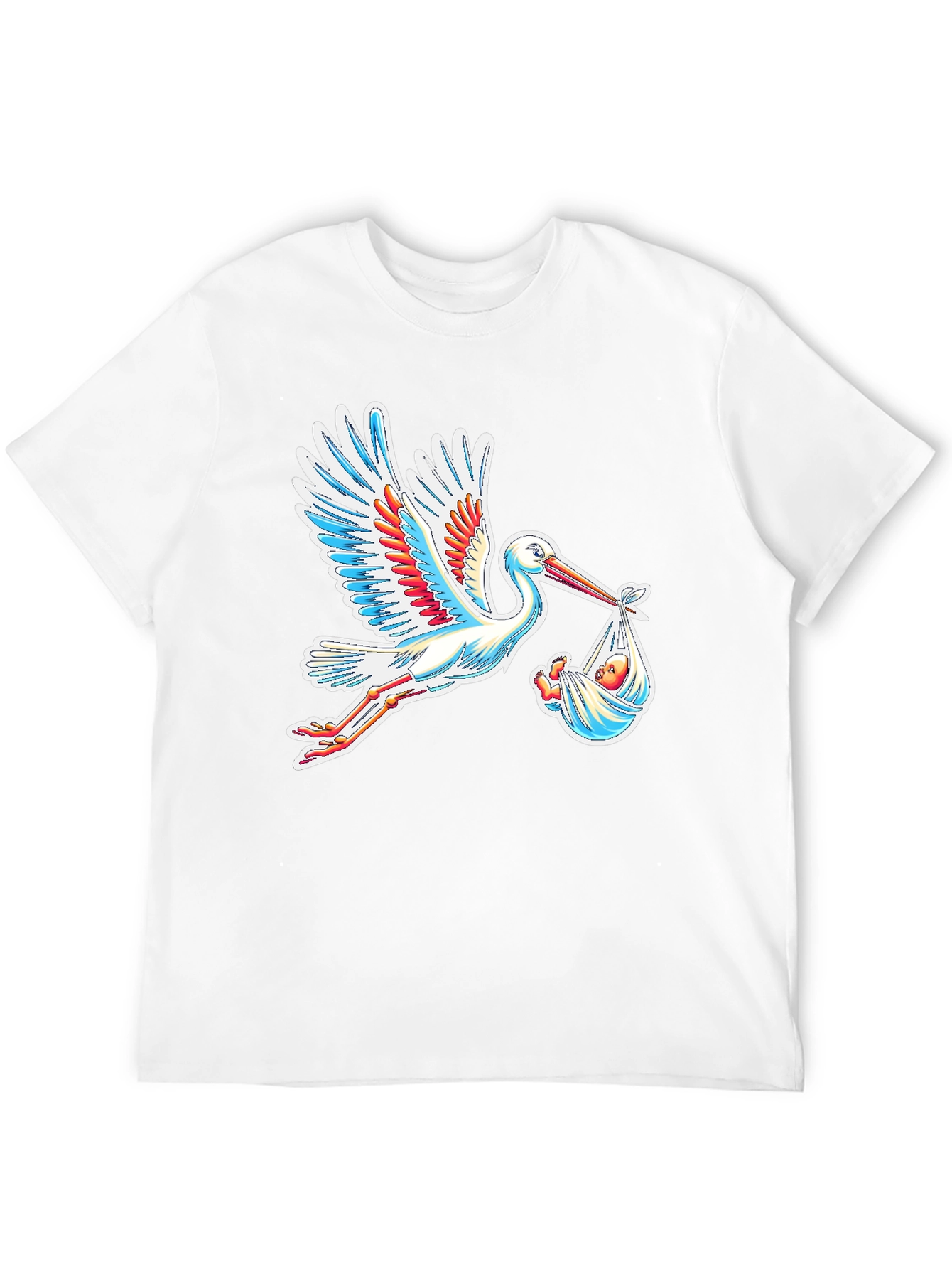 Stork Carrying Baby Graphic Tee - Black