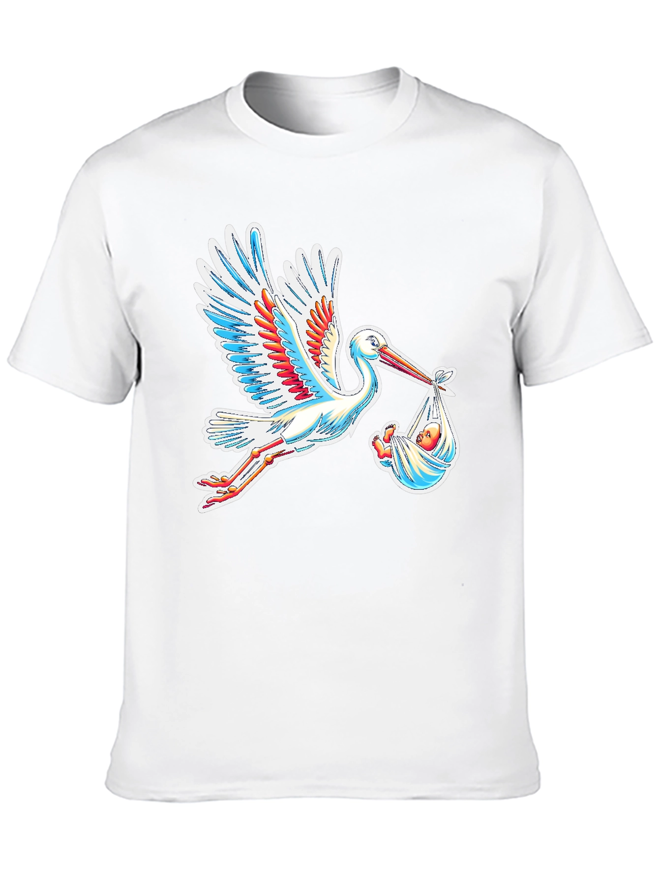 Stork Carrying Baby Graphic Tee - Black