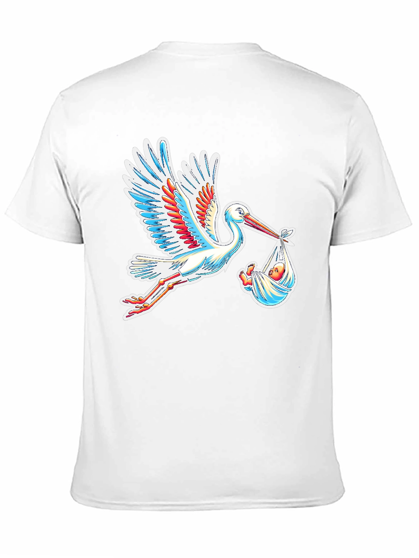 Stork Carrying Baby Graphic Tee - Black