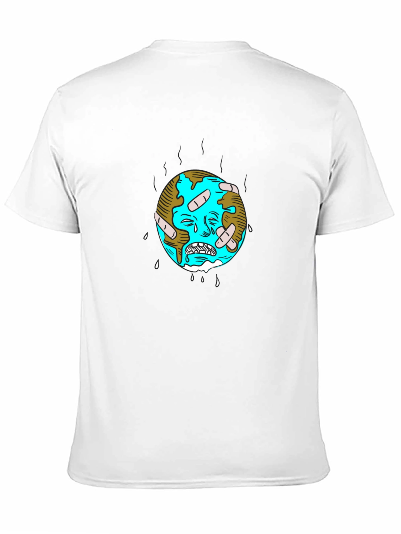Distressed Earth Graphic Tee - Black Cotton T-Shirt