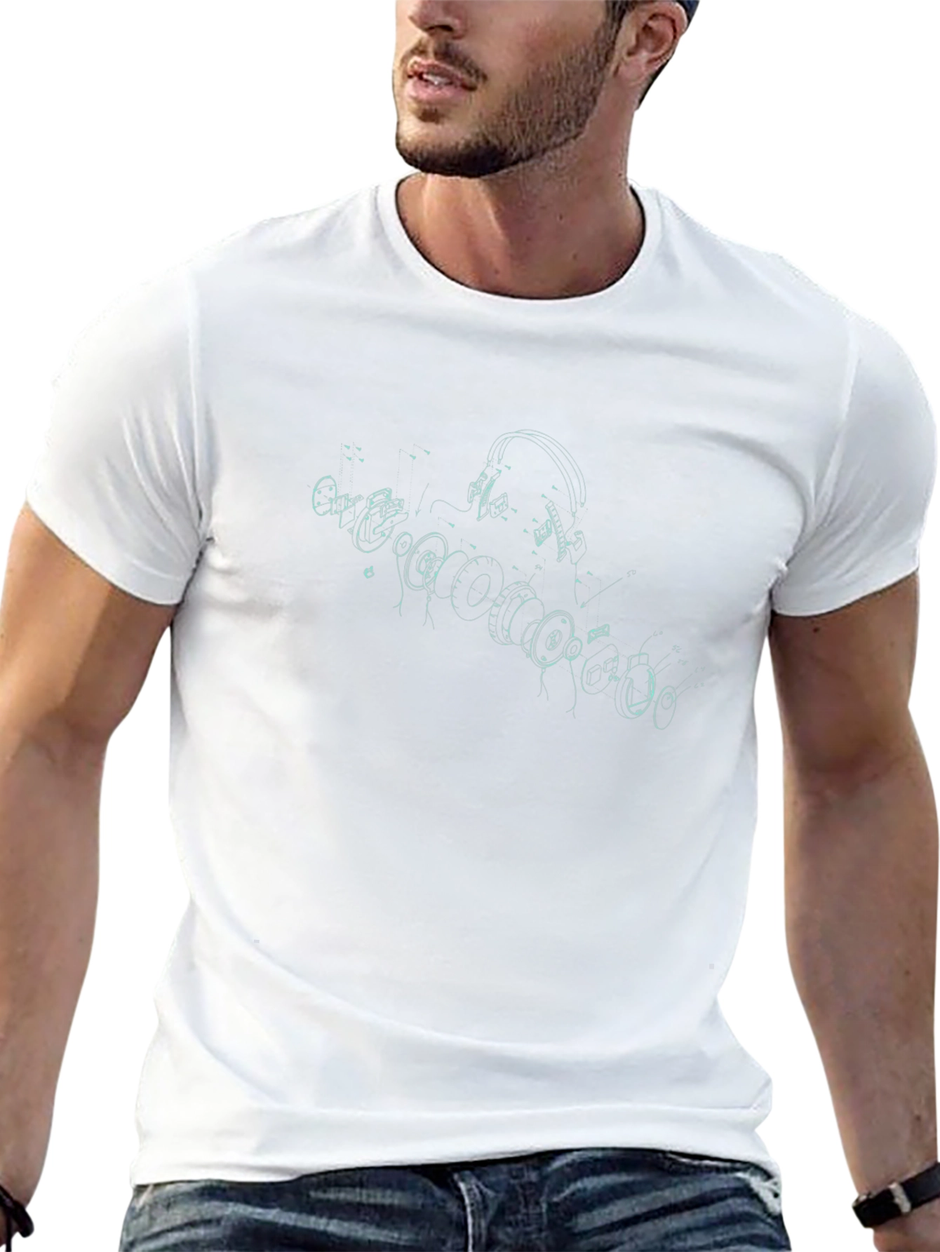 Exploded Headphones Graphic Tee - Black