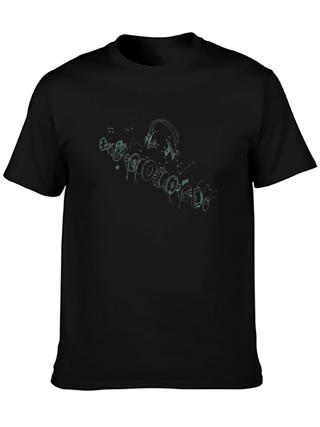 Exploded Headphones Graphic Tee - Black