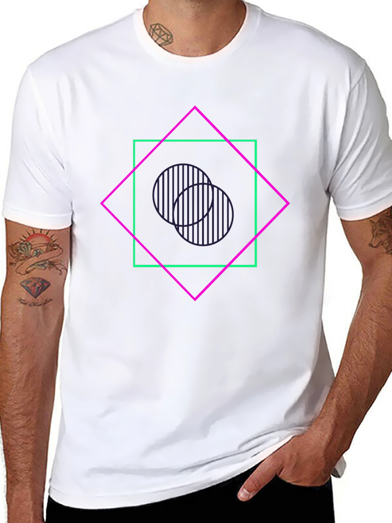 Geometric Graphic Tee - Edgy Style