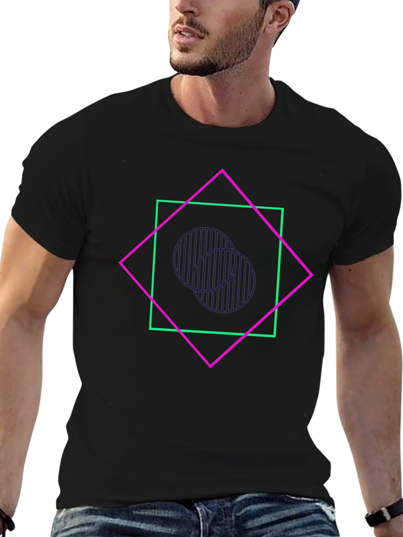 Geometric Graphic Tee - Edgy Style