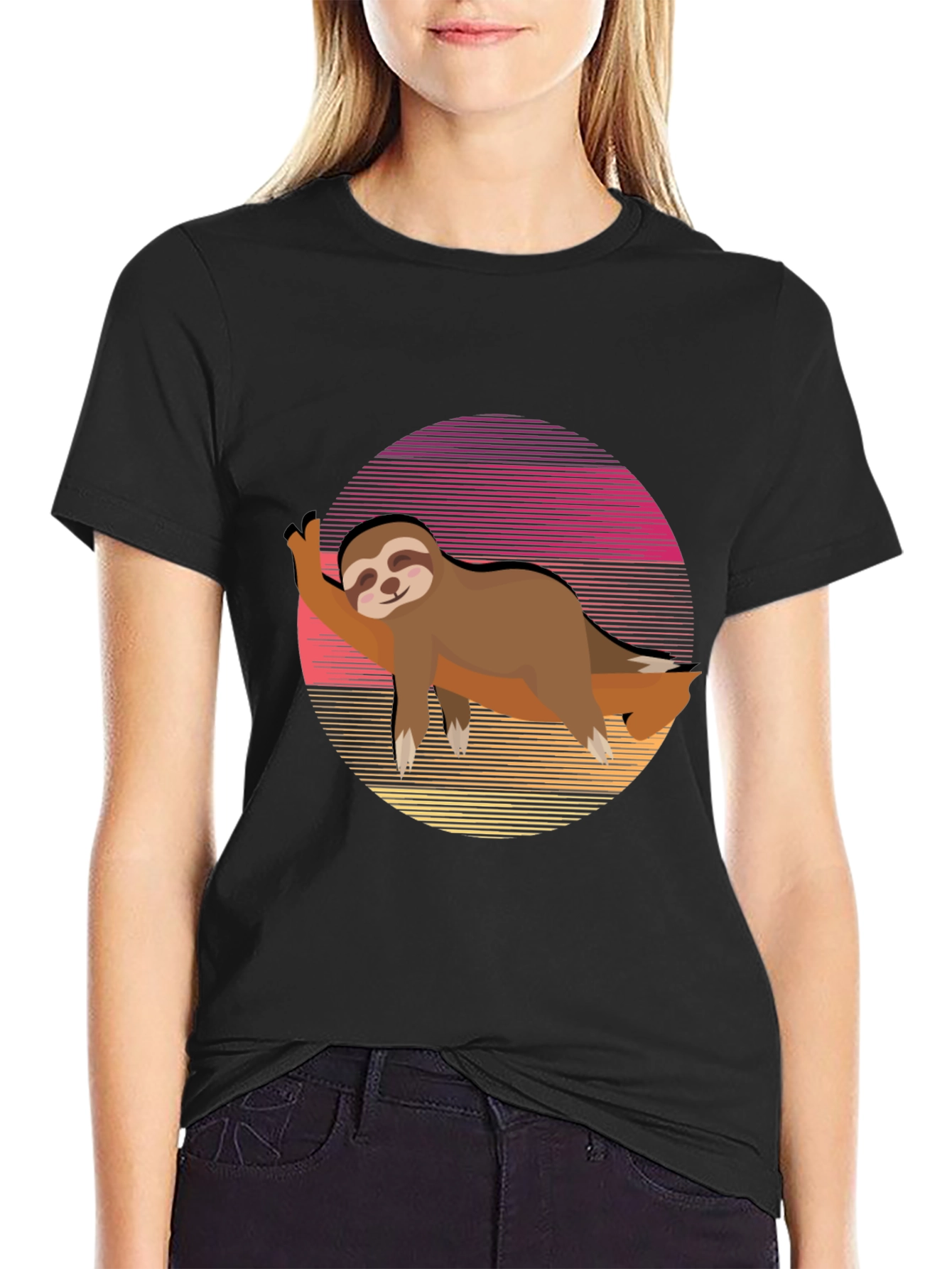 Sloth Sunset Graphic Tee - Relaxed Style