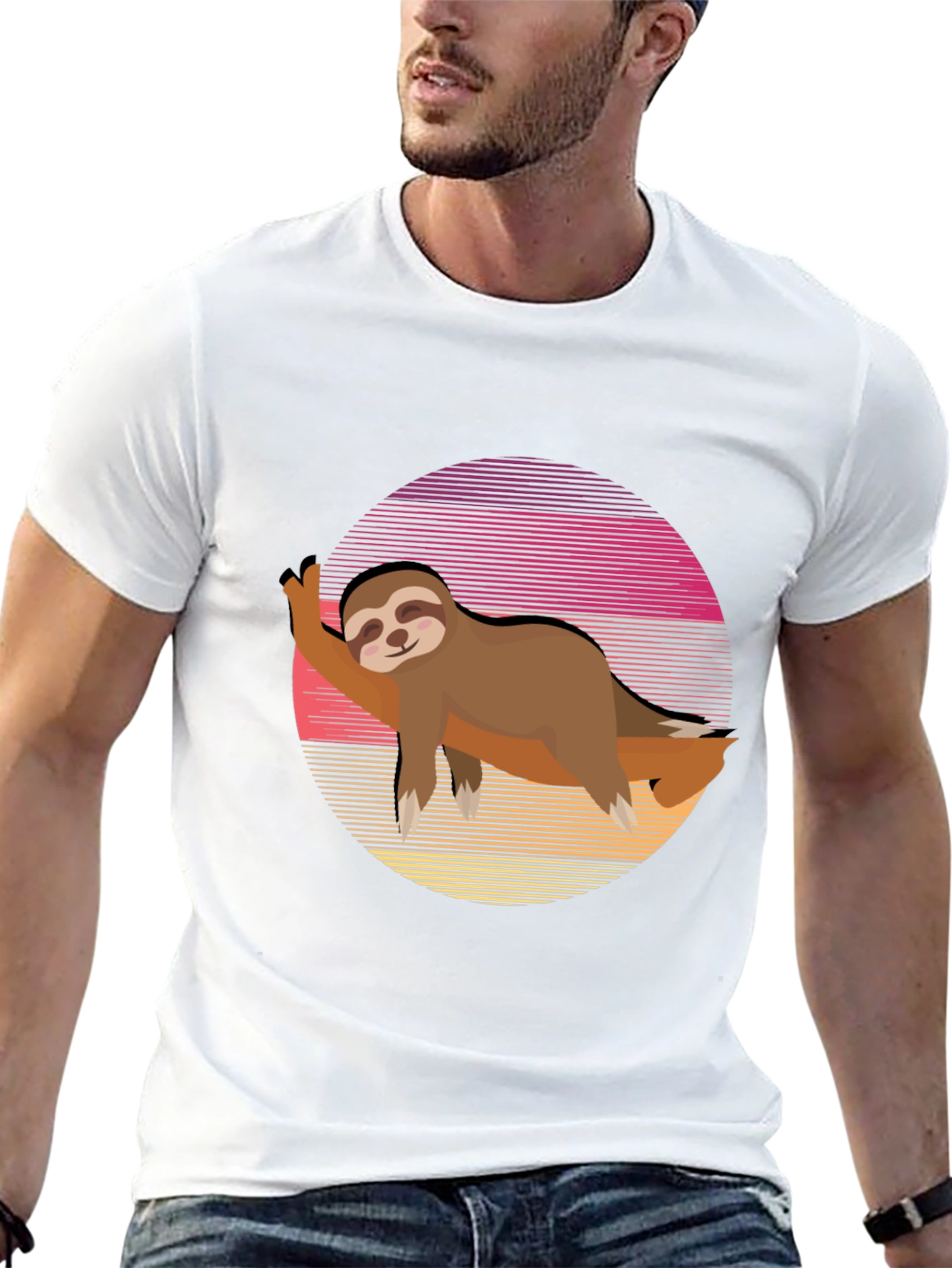 Sloth Sunset Graphic Tee - Relaxed Style