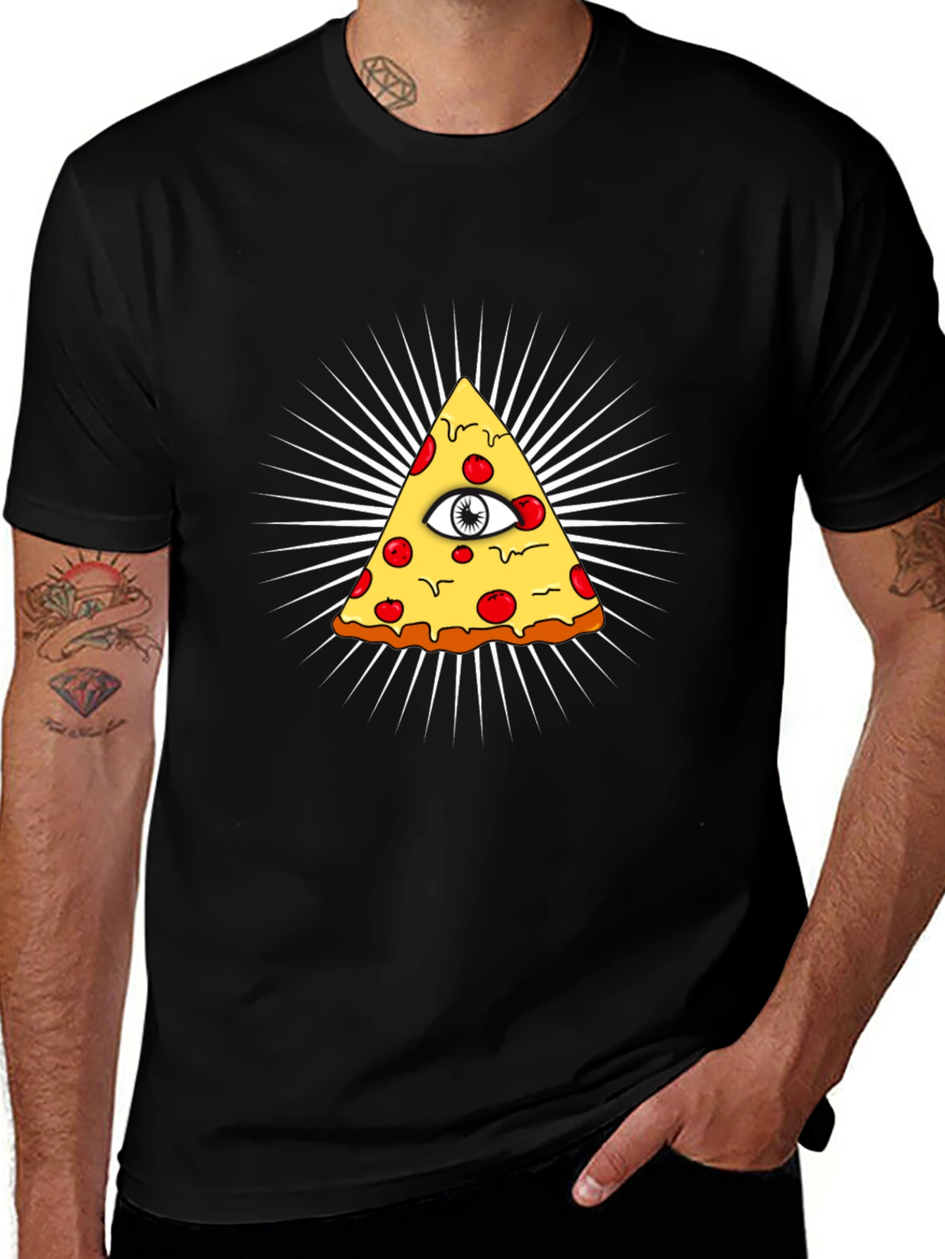 Pizza Illuminati T-Shirt - All Seeing Eye Slice Tee