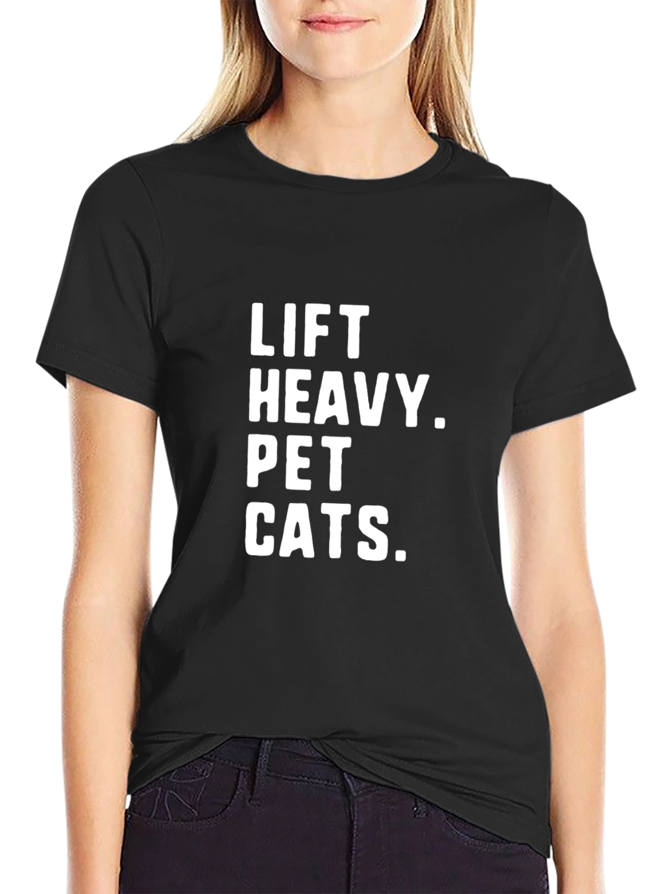 Lift Heavy Pet Cats Black T-Shirt