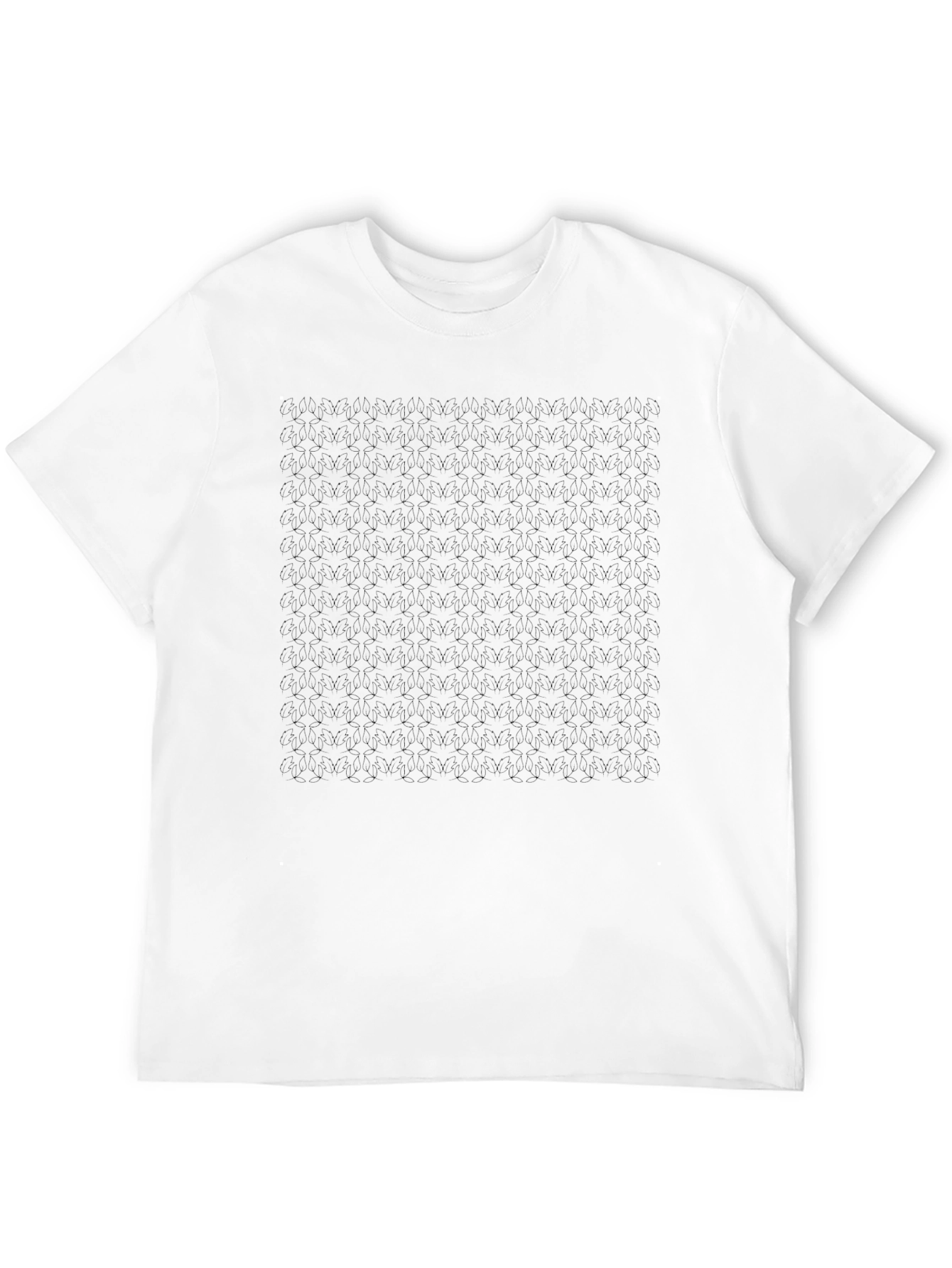 Black Crew Neck T-Shirt with Subtle Pattern