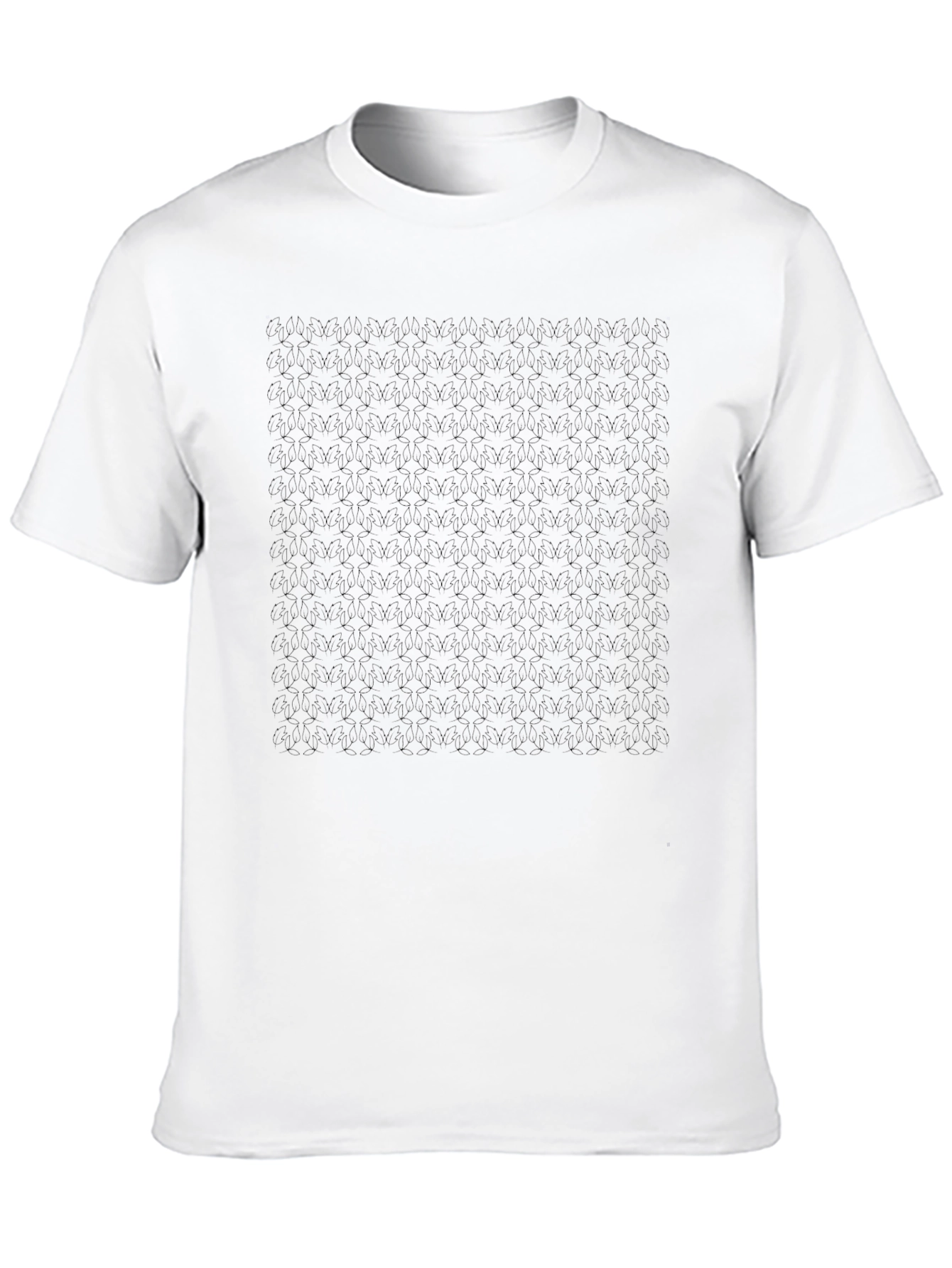 Black Crew Neck T-Shirt with Subtle Pattern