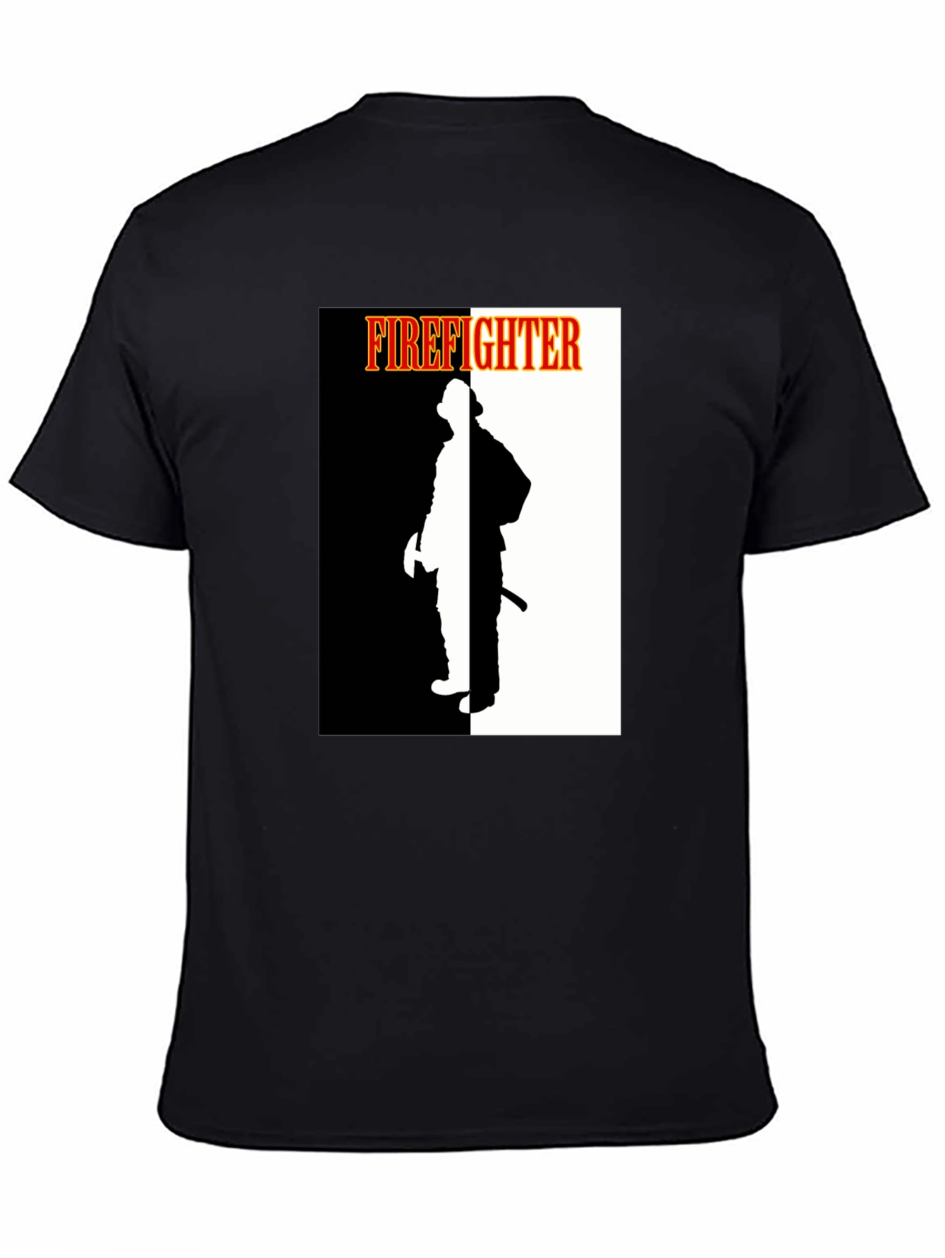 Firefighter Graphic Tee - Black Crew Neck Shirt