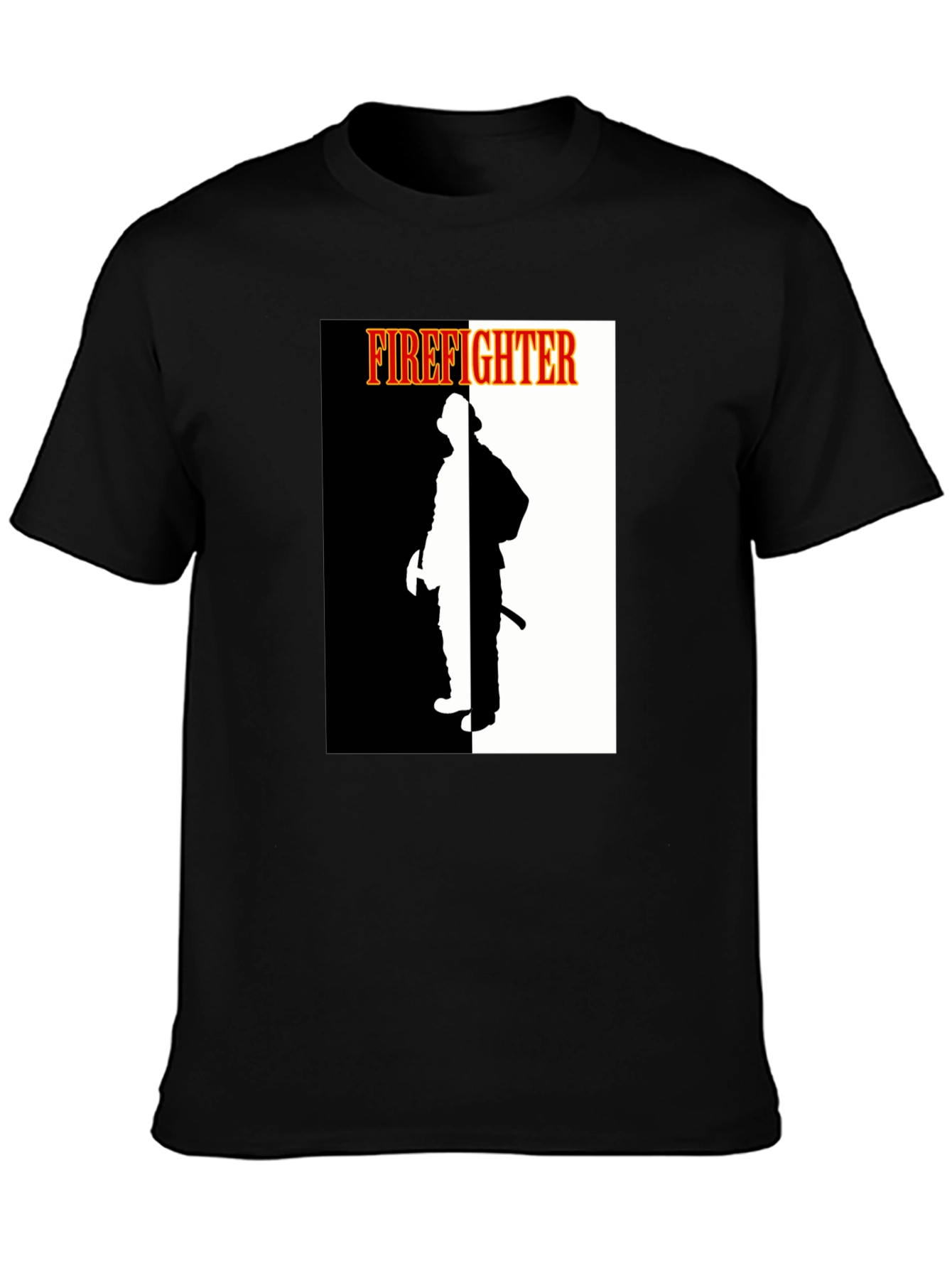 Firefighter Graphic Tee - Black Crew Neck Shirt