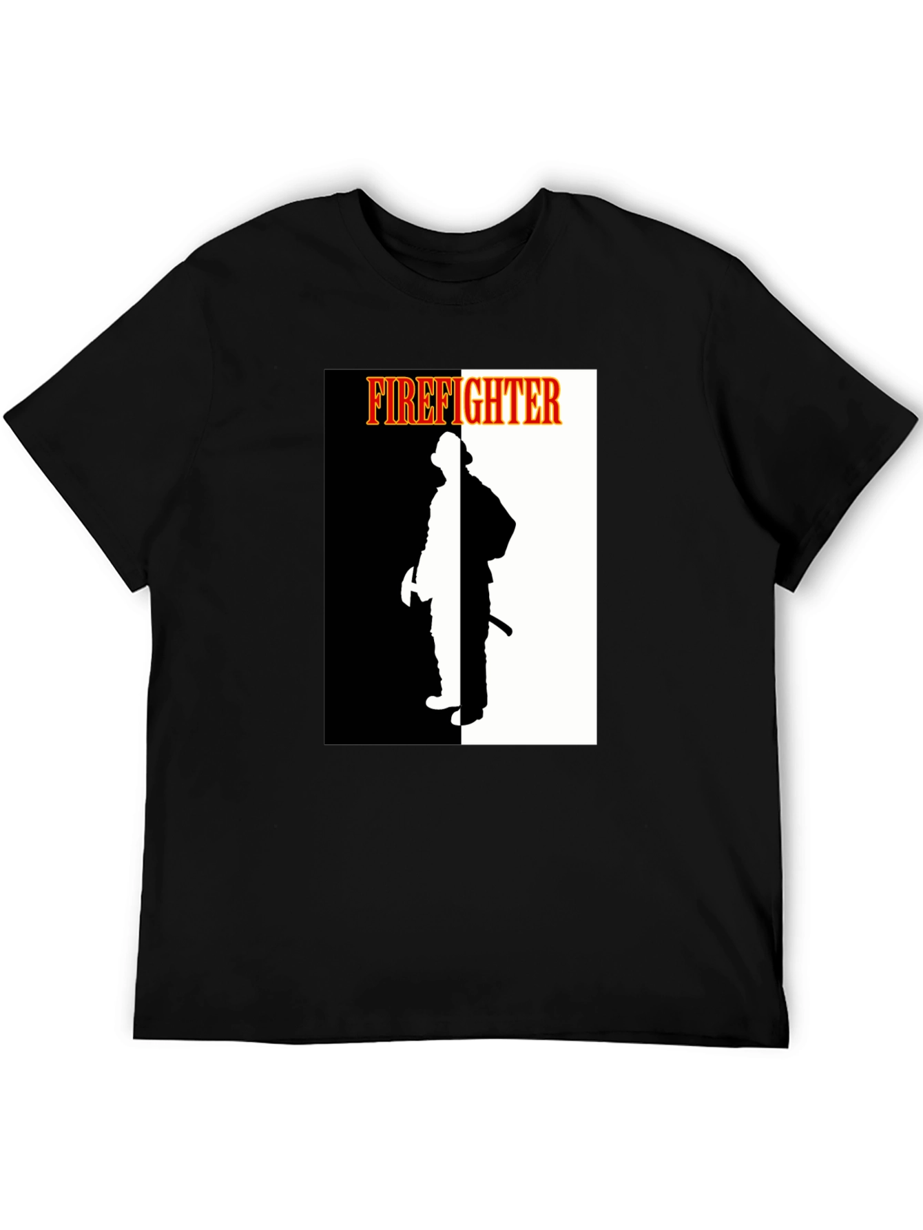 Firefighter Graphic Tee - Black Crew Neck Shirt