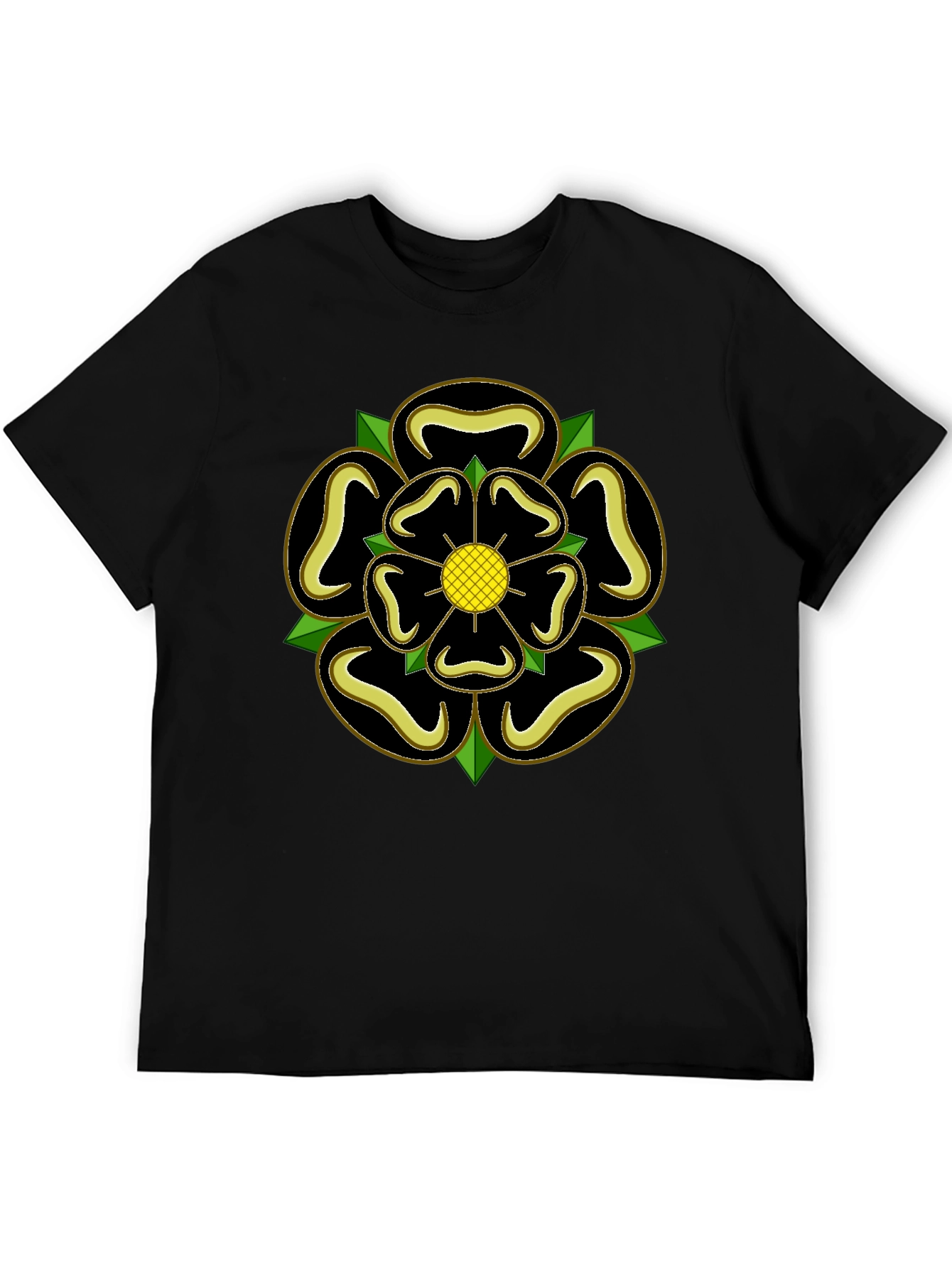 Yorkshire Rose T-Shirt - Black Cotton Tee