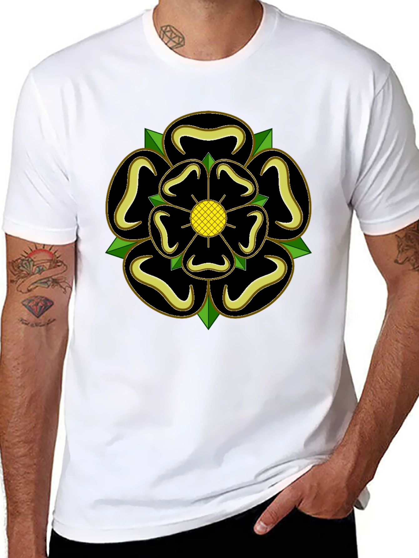 Yorkshire Rose T-Shirt - Black Cotton Tee