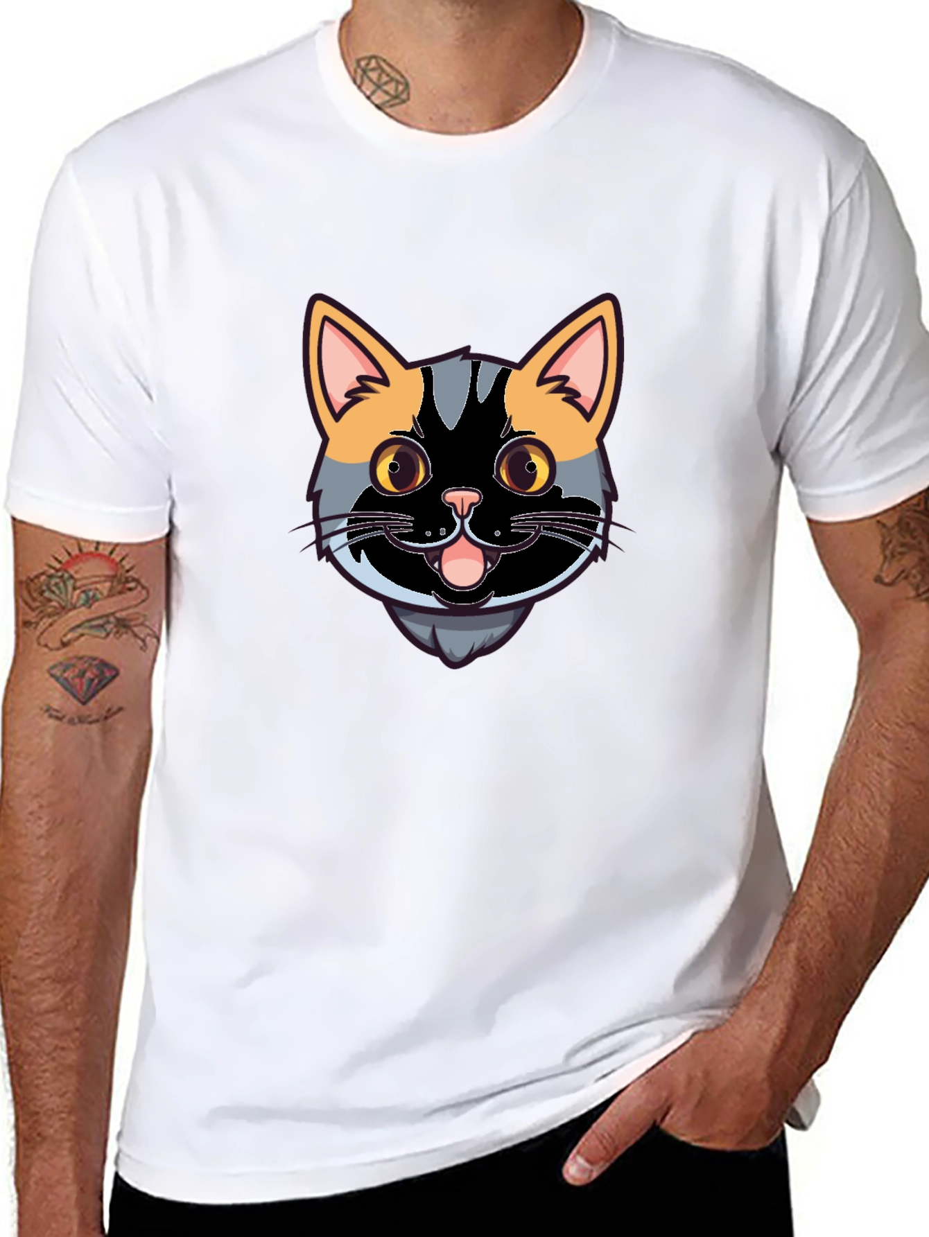 Cool Cat Graphic Tee - Black Casual Shirt