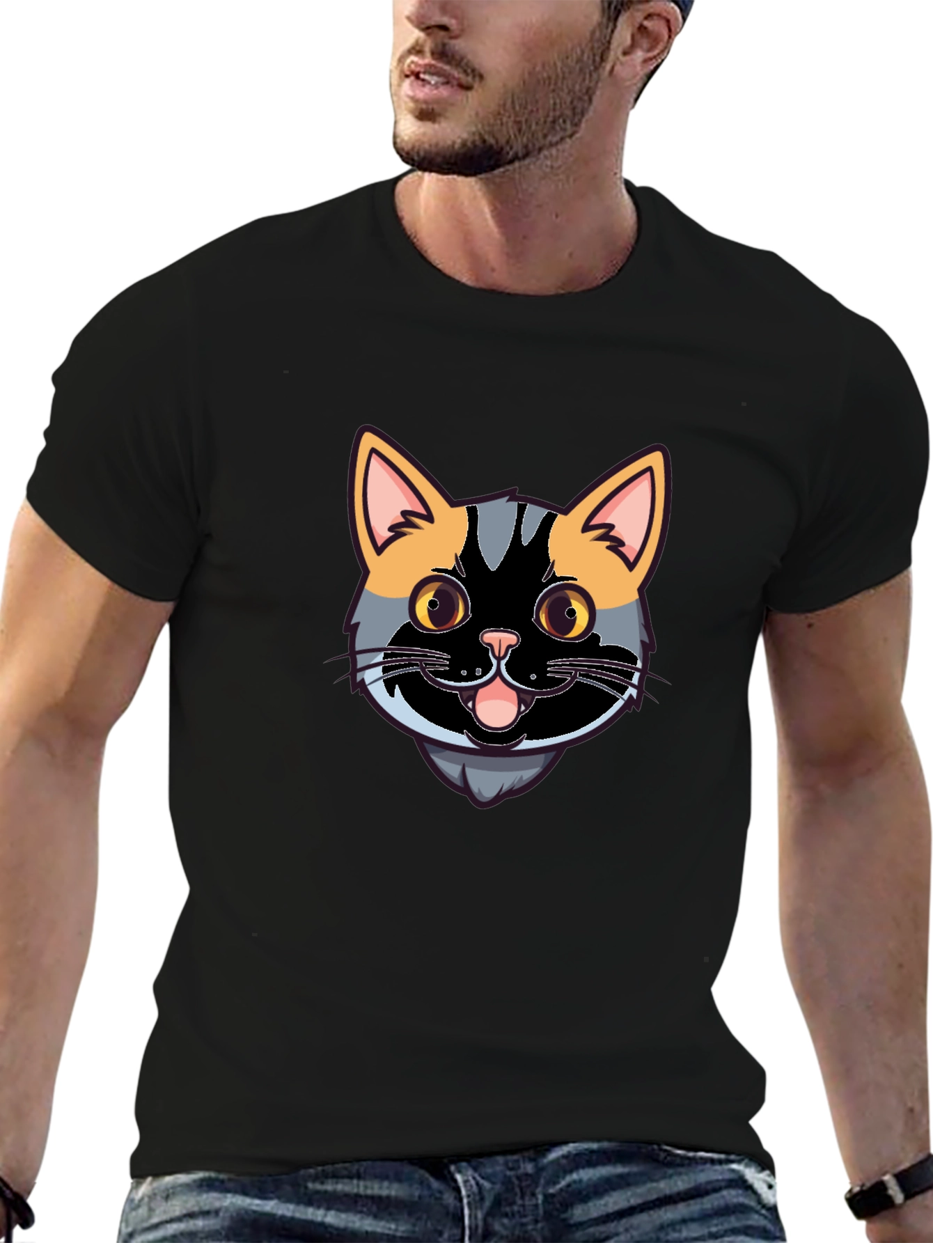 Cool Cat Graphic Tee - Black Casual Shirt