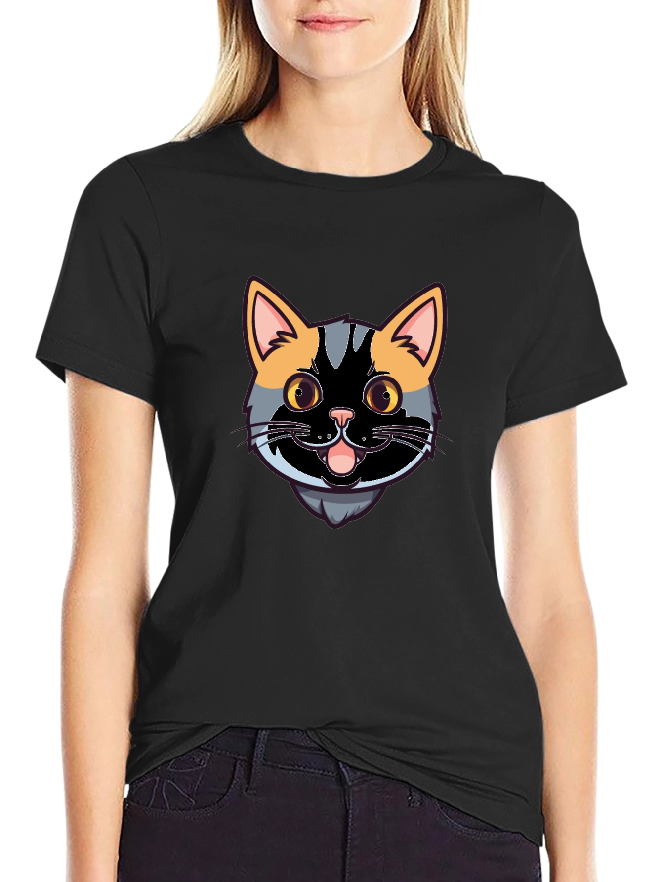 Cool Cat Graphic Tee - Black Casual Shirt