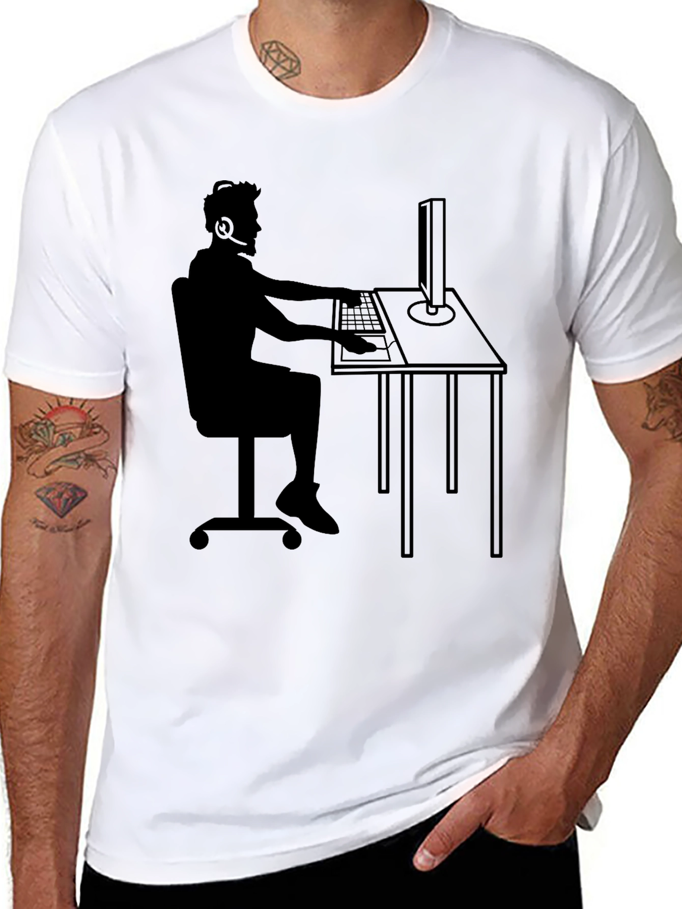 Gamer Silhouette T-Shirt - Black Cotton Tee