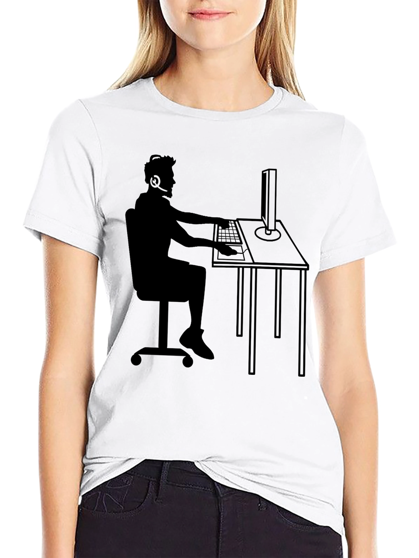 Gamer Silhouette T-Shirt - Black Cotton Tee