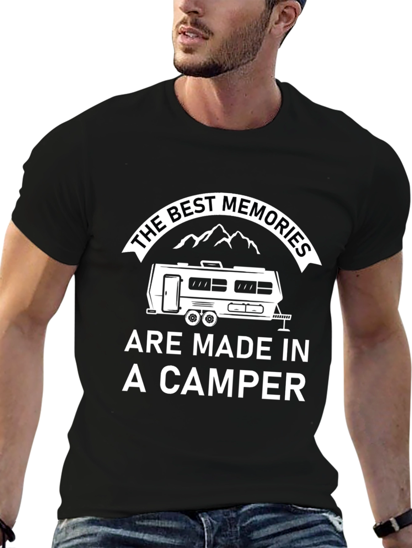Camper Memories Black Graphic T-Shirt