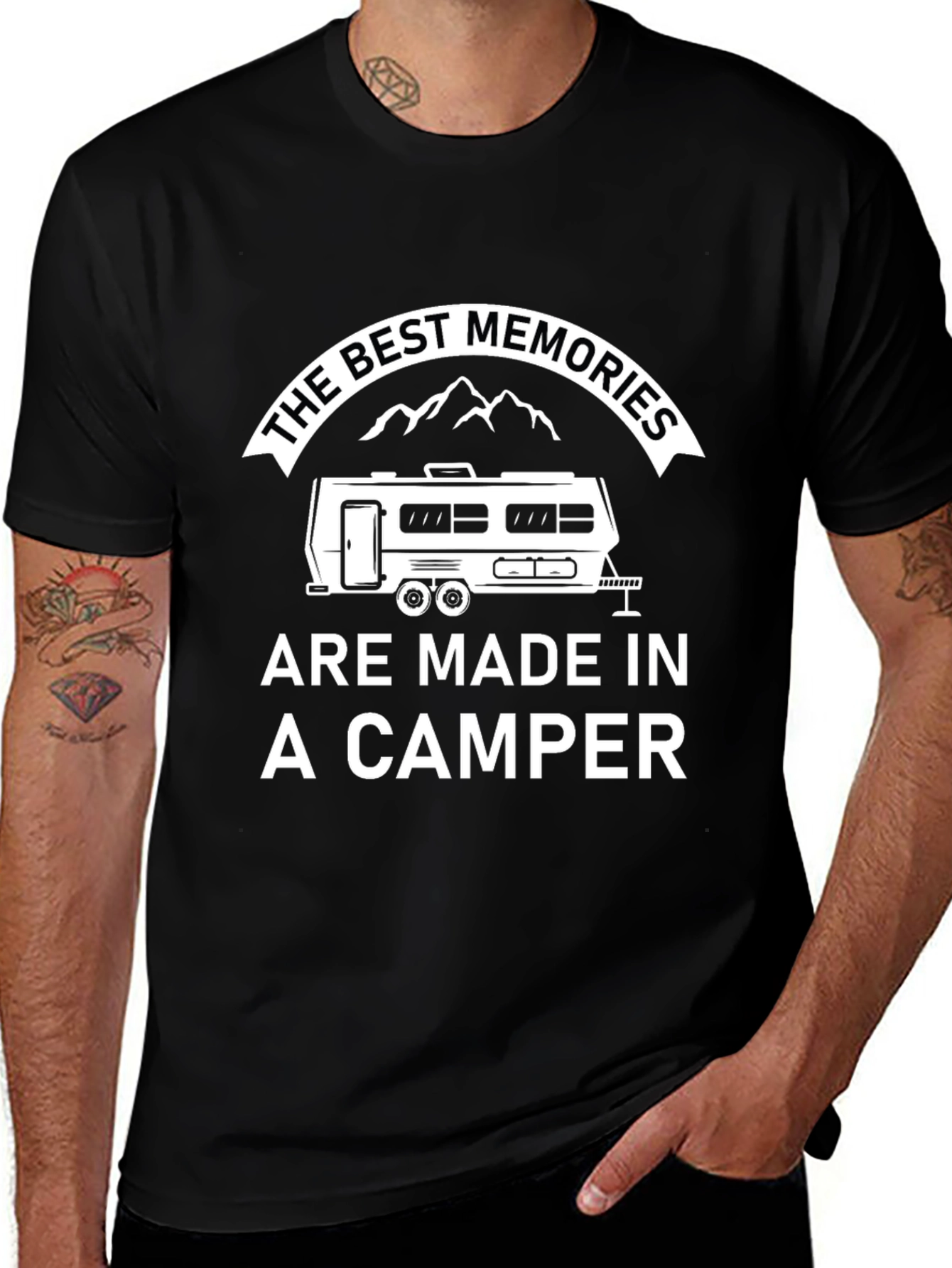 Camper Memories Black Graphic T-Shirt