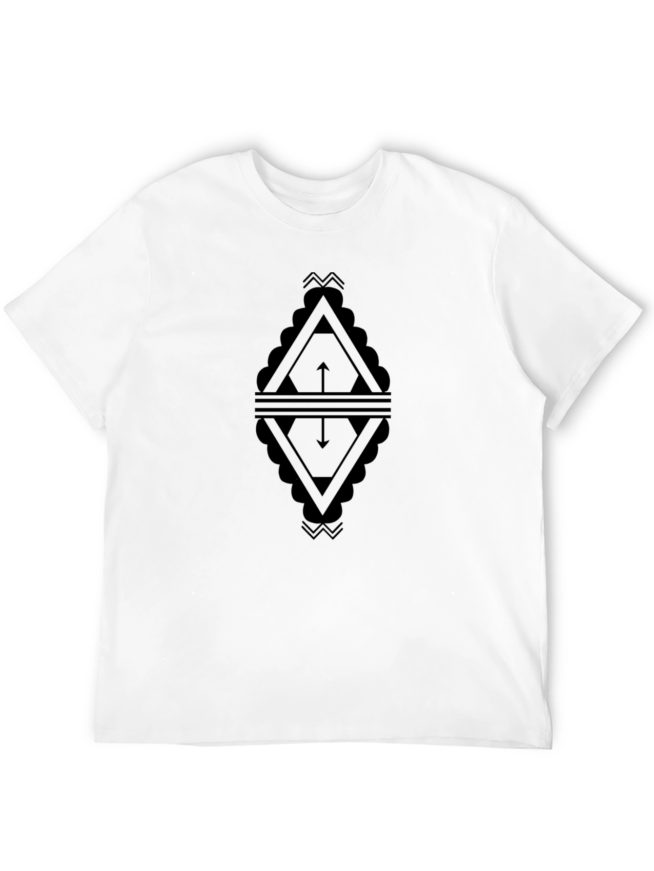 Geometric Arrow Design Black T-Shirt