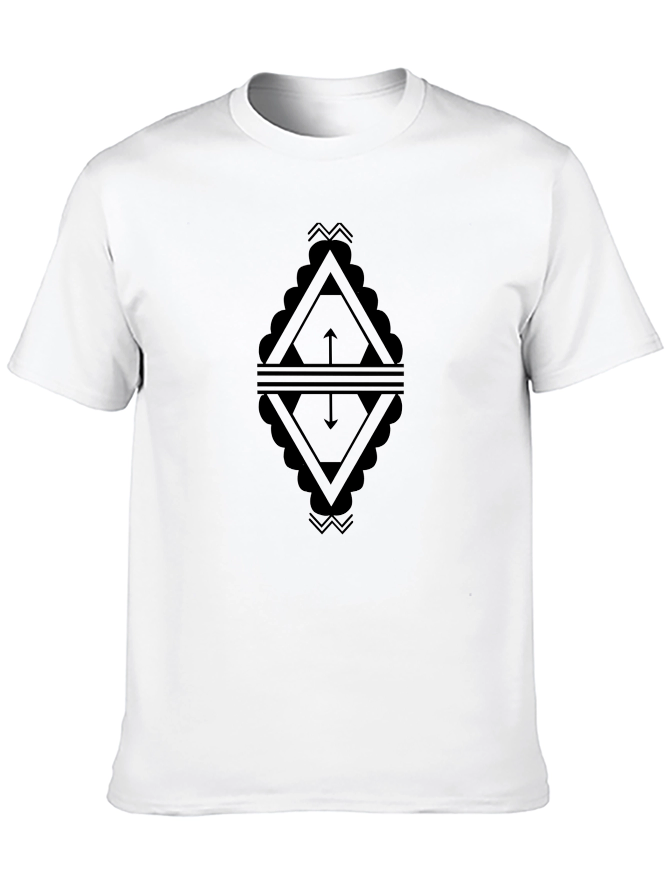 Geometric Arrow Design Black T-Shirt