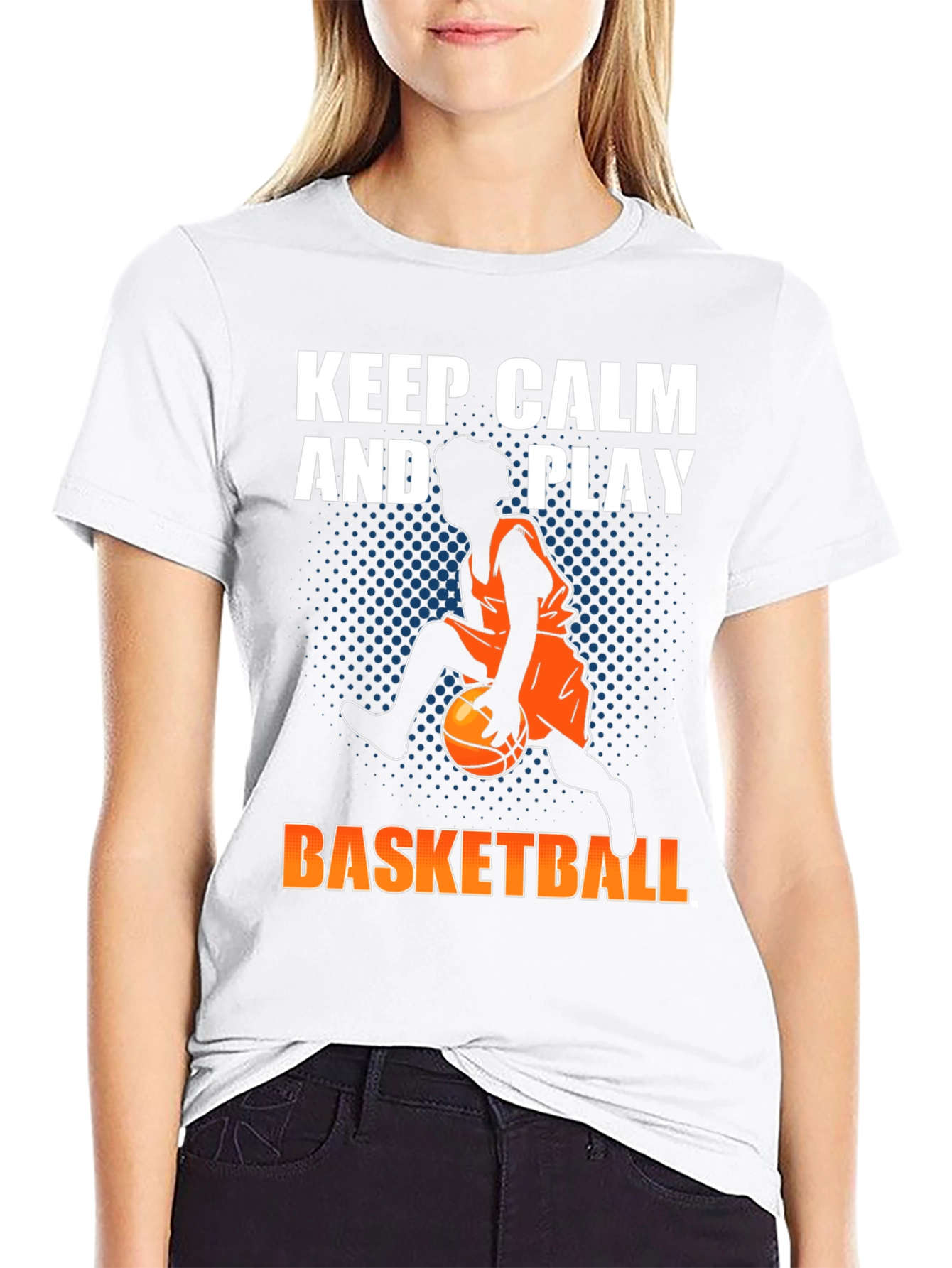 Keep Calm and Play Basketball Graphic T-Shirt