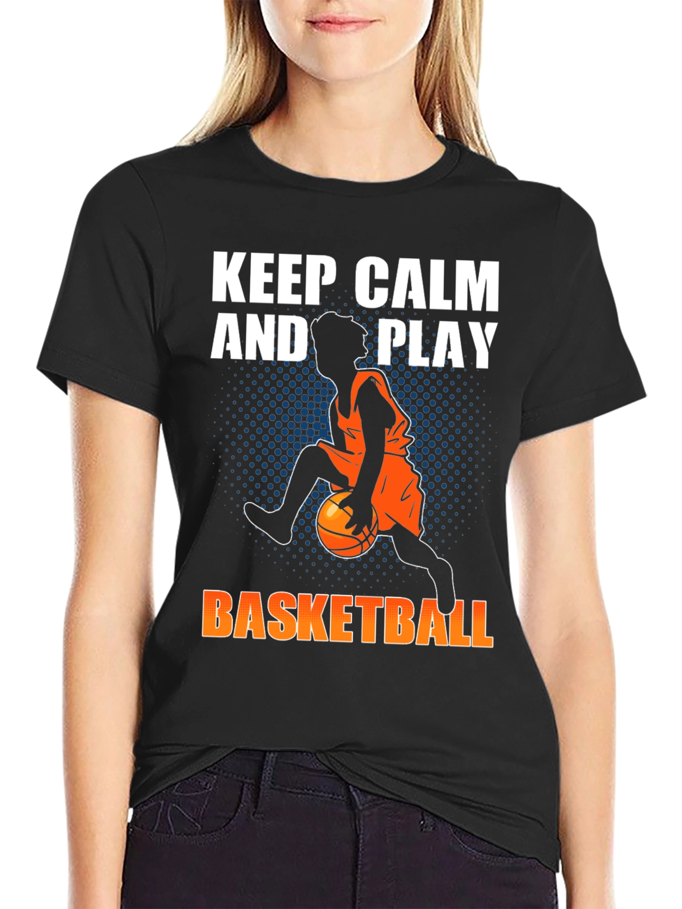 Keep Calm and Play Basketball Graphic T-Shirt
