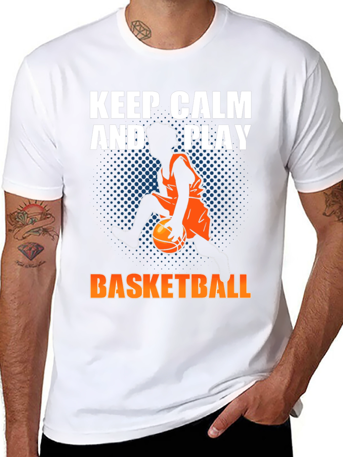 Keep Calm and Play Basketball Graphic T-Shirt