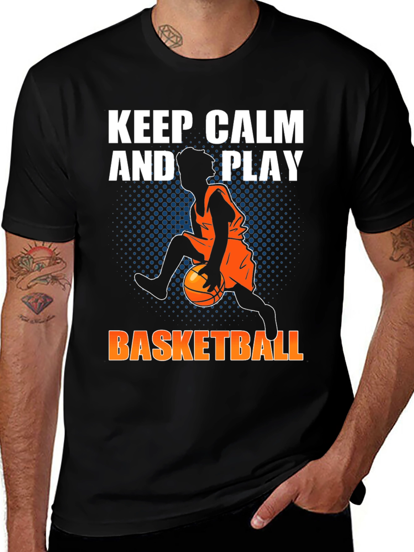 Keep Calm and Play Basketball Graphic T-Shirt