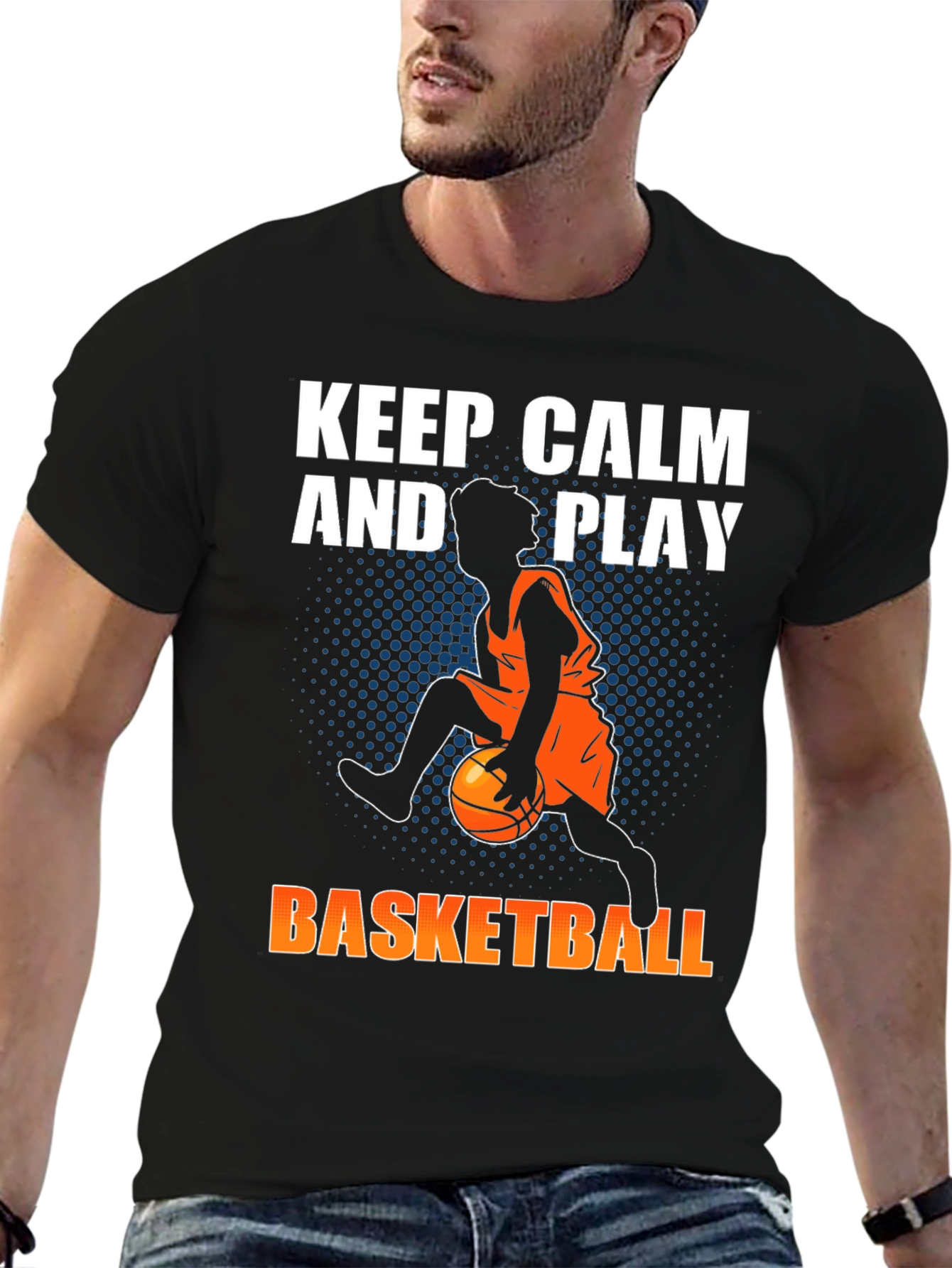 Keep Calm and Play Basketball Graphic T-Shirt
