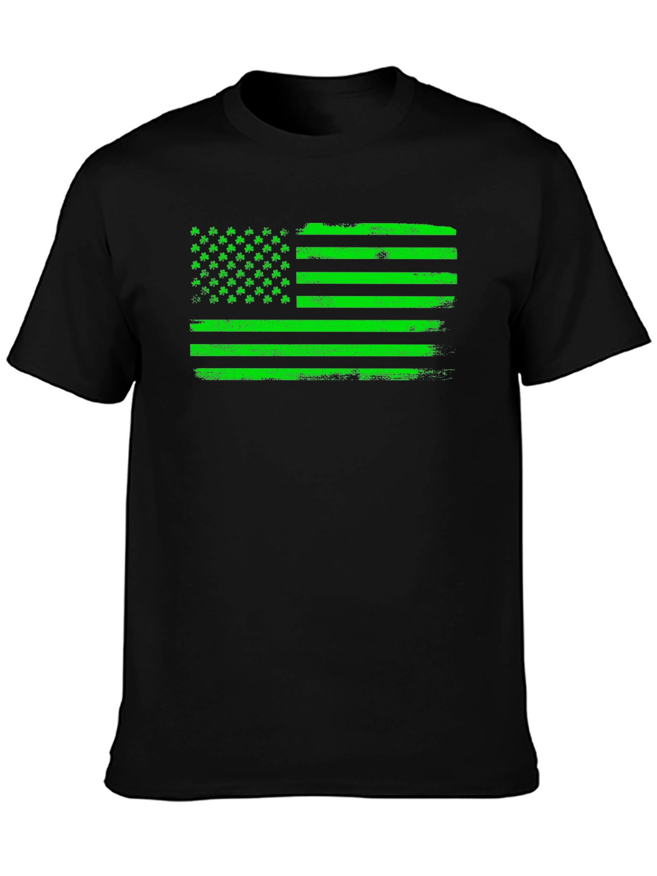 St. Patricks Day American Flag Black T-Shirt