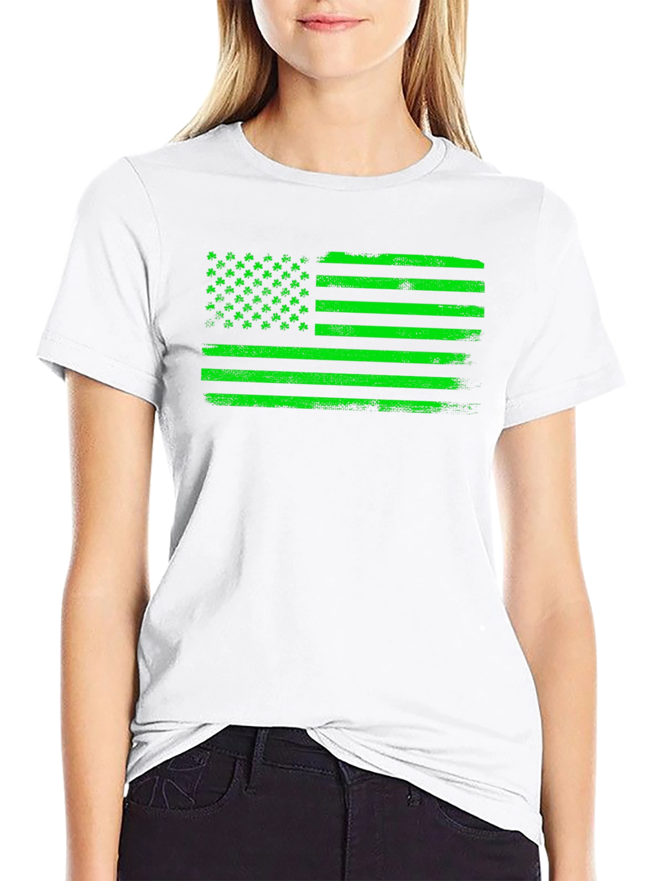 St. Patricks Day American Flag Black T-Shirt