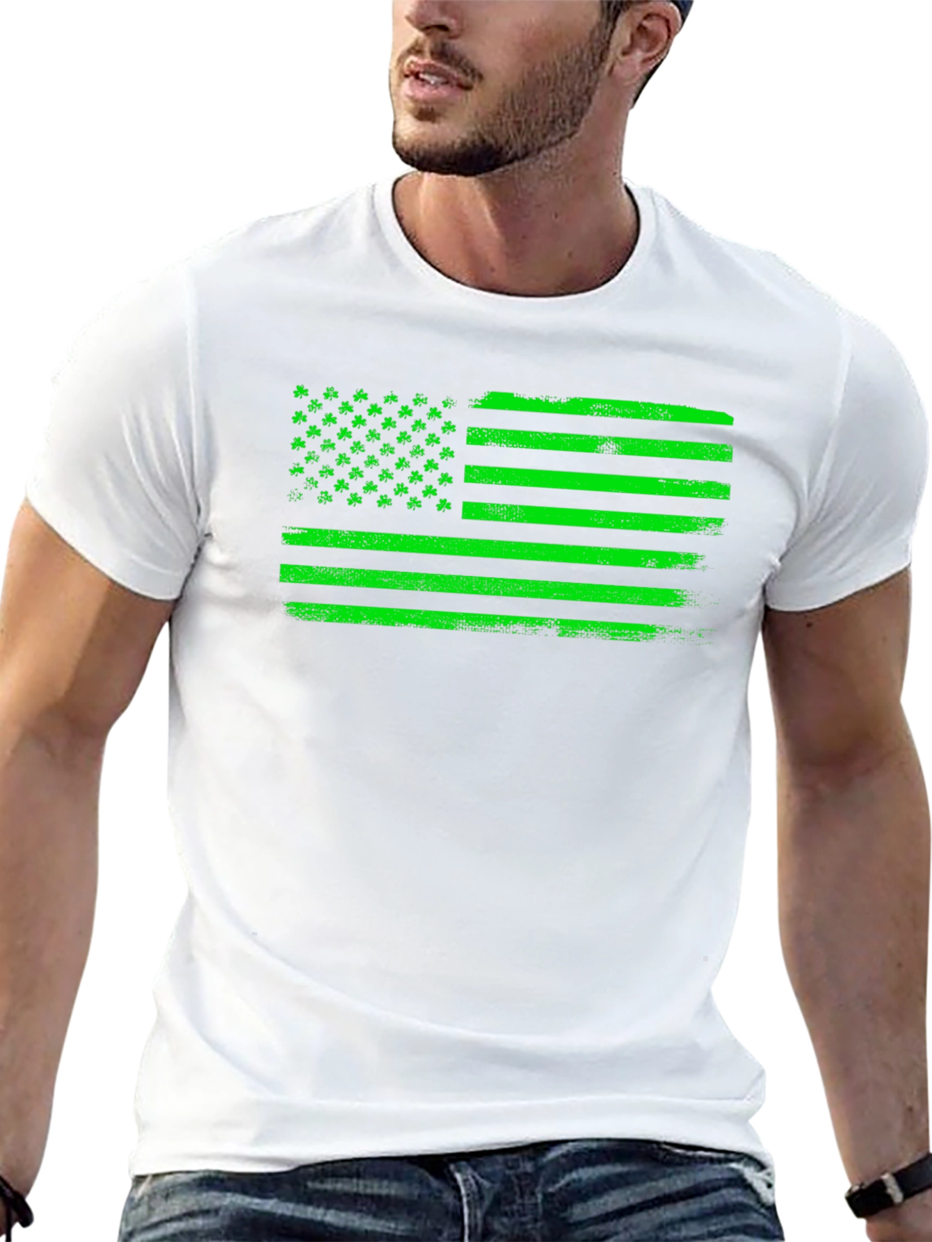 St. Patricks Day American Flag Black T-Shirt