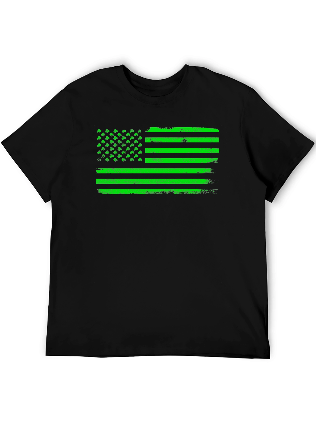 St. Patricks Day American Flag Black T-Shirt